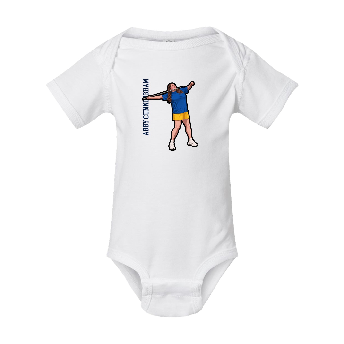 Baby Onesie — Name Vertical in White