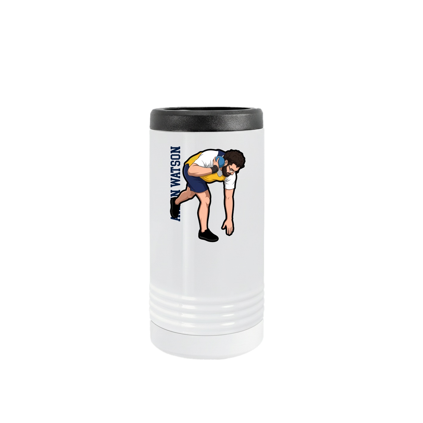 Slim Beverage Holder — Name Vertical in White
