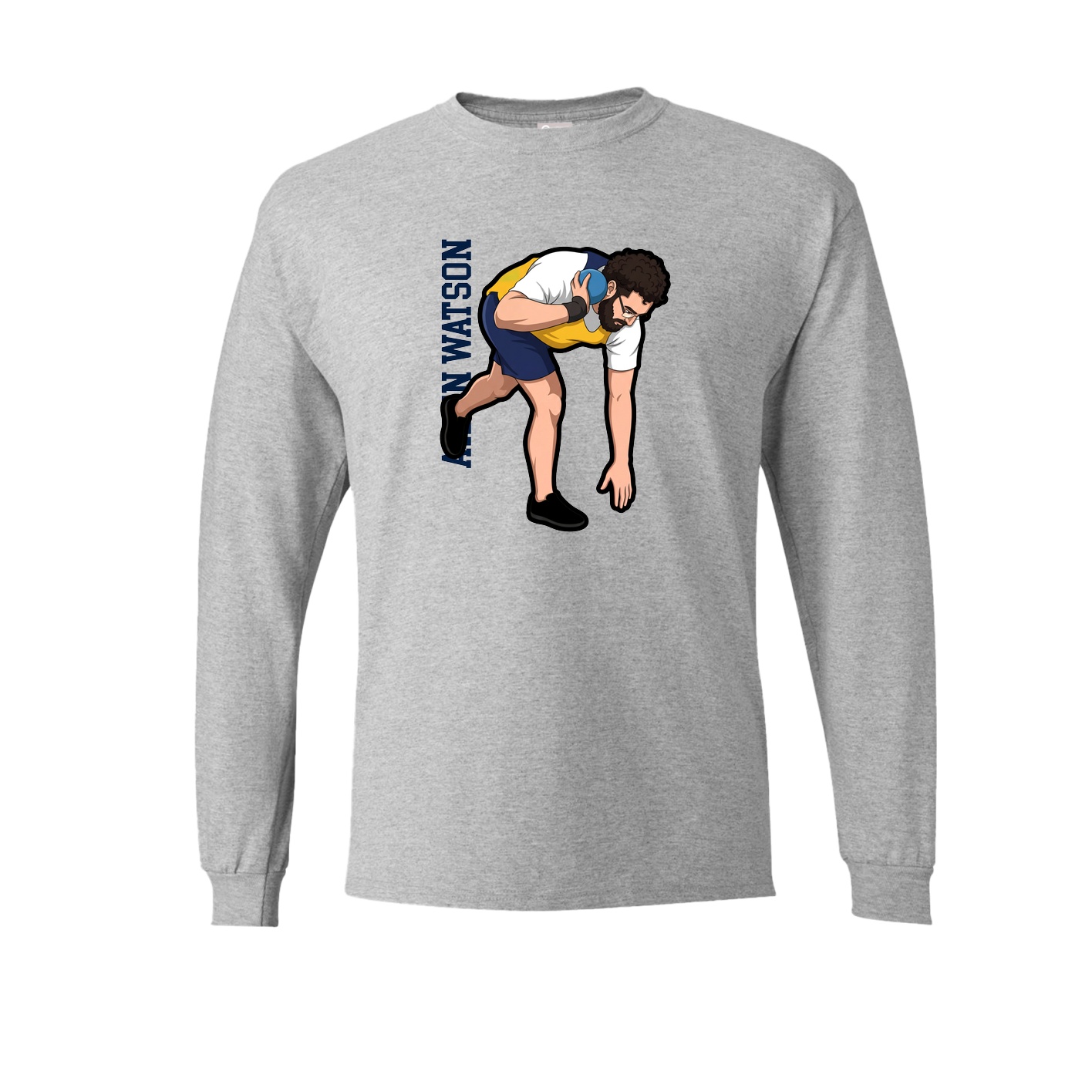Long Sleeve Tee — Name Vertical in Grey