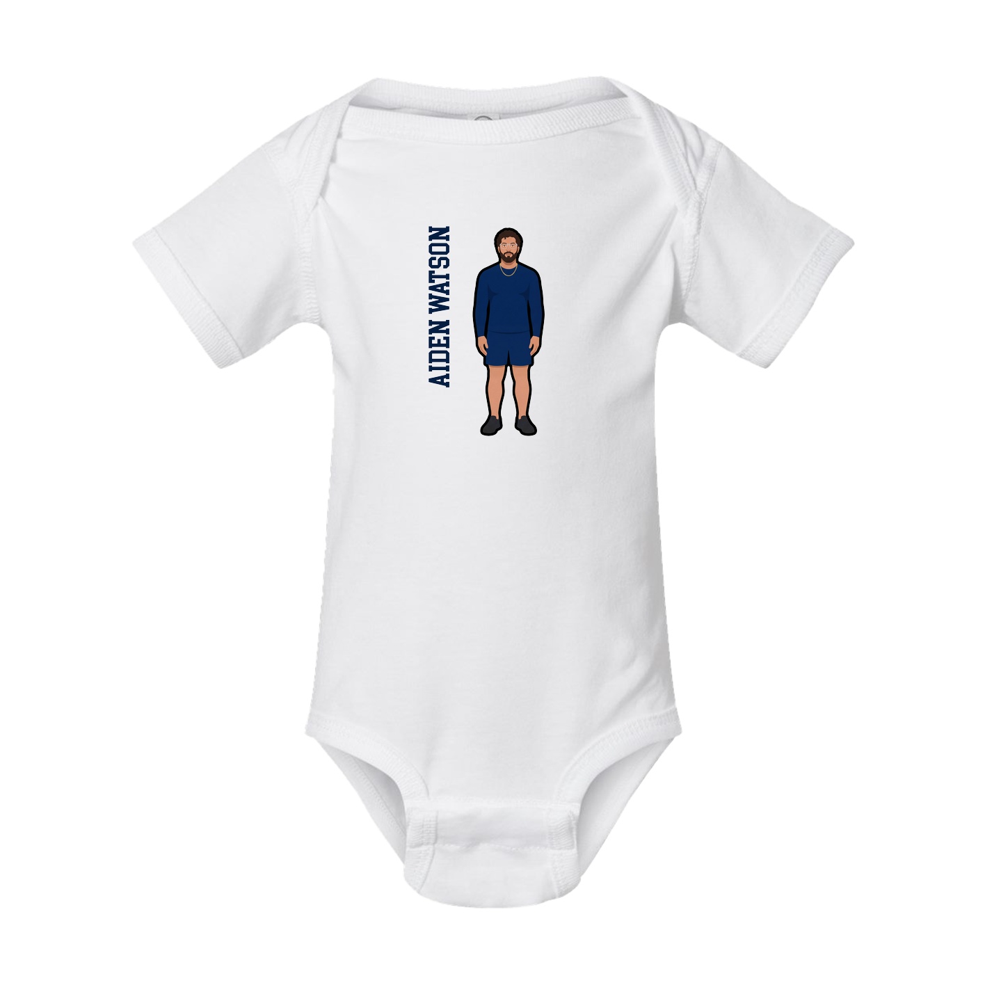 Baby Onesie — Name Vertical in White