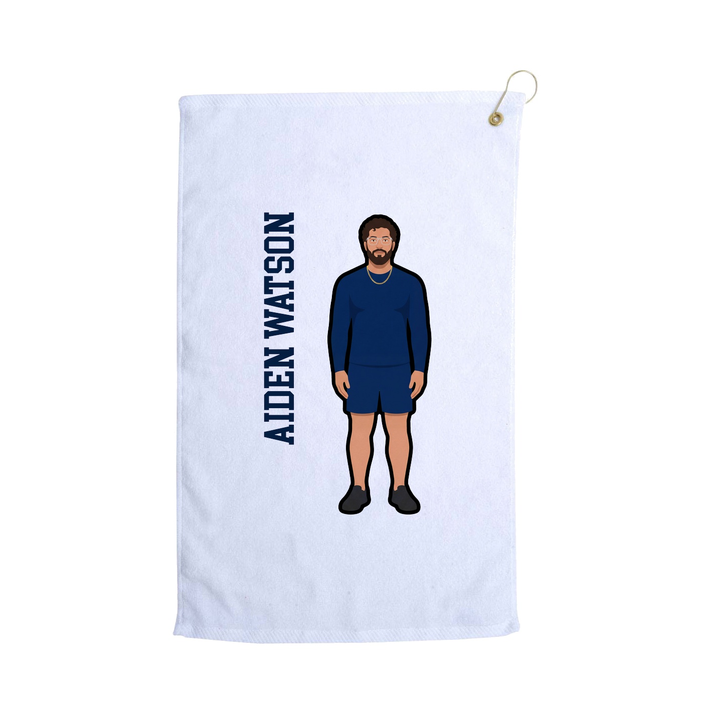 Golf Towel — Name Vertical in White