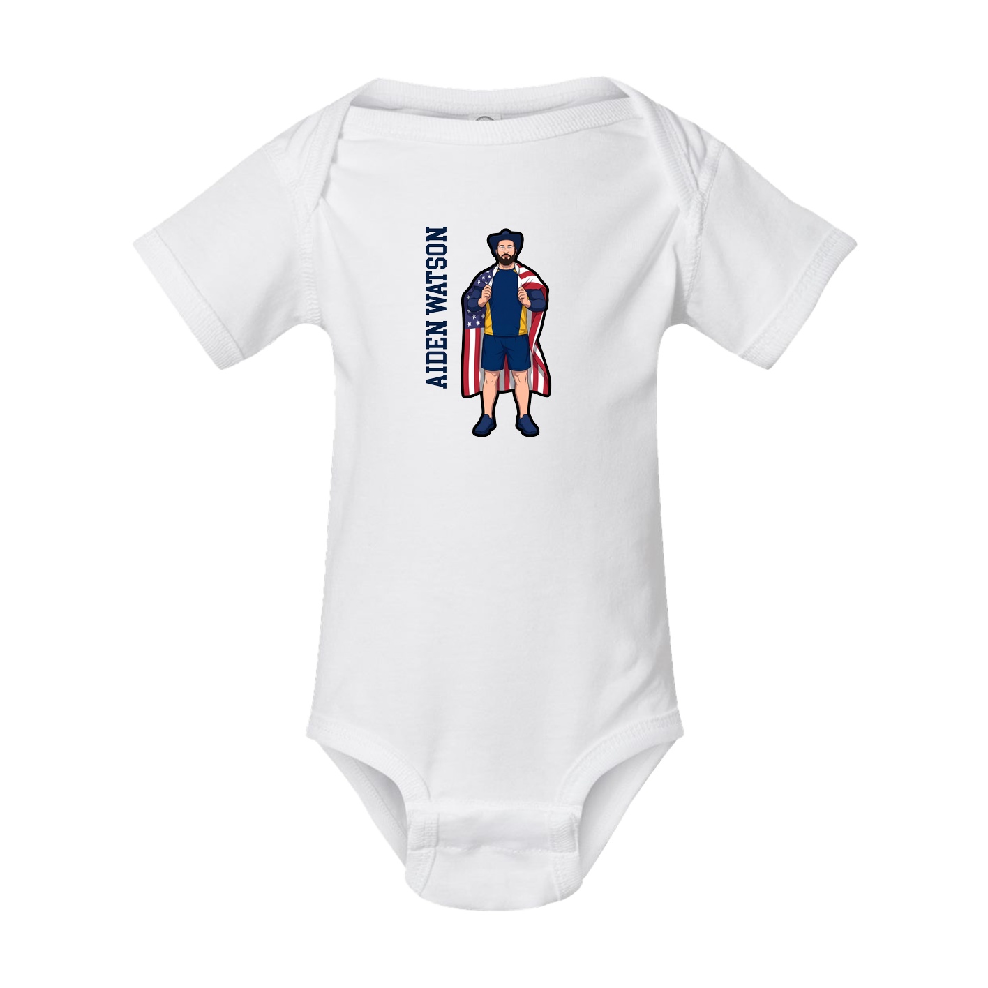 Baby Onesie — Name Vertical in White