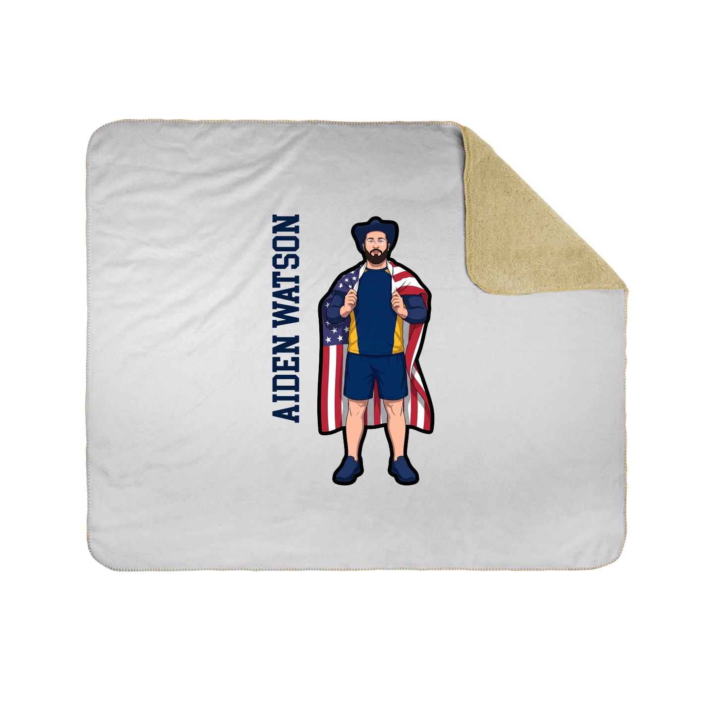 Throw Blanket — Name Vertical in White