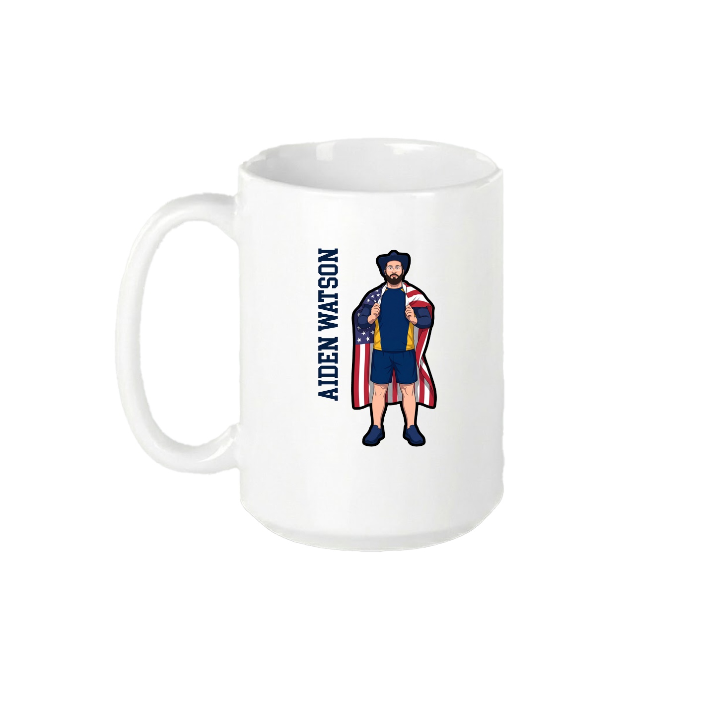 15oz Coffee Mug — Name Vertical in White