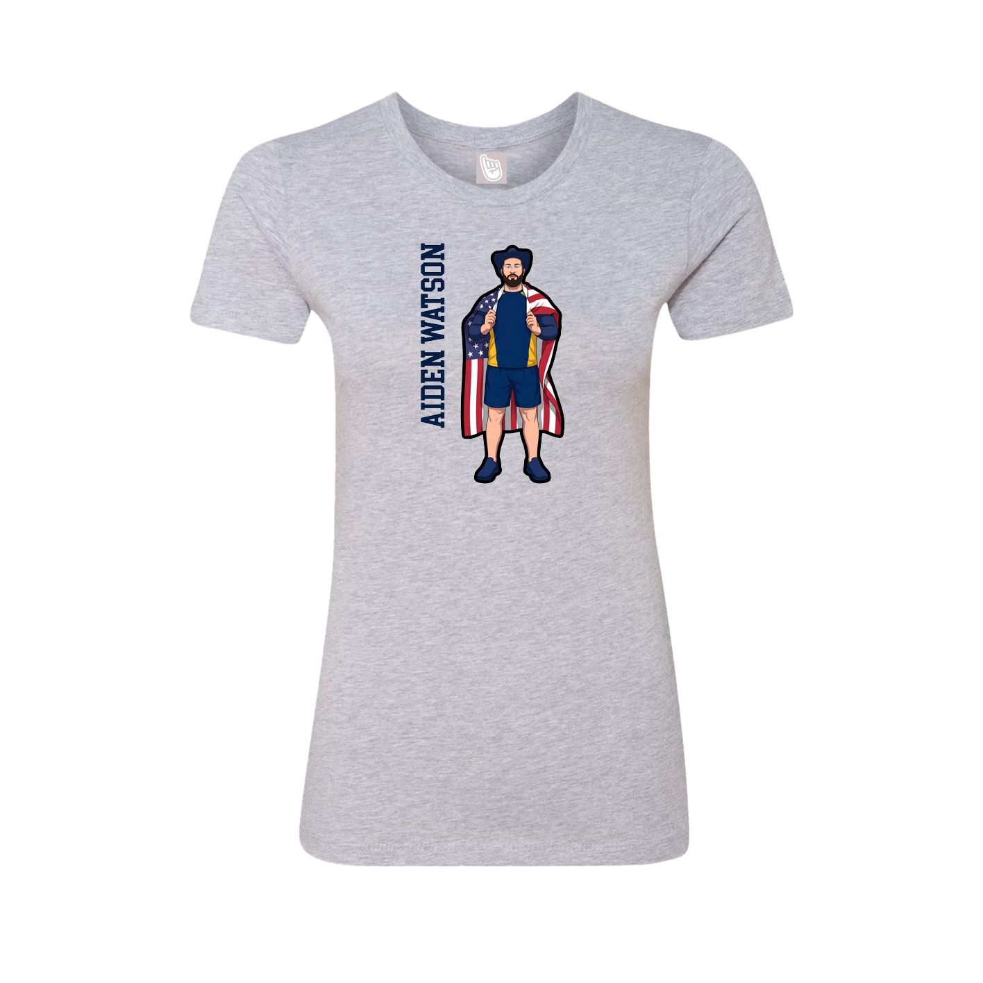 Fitted Women's Tee — Name Vertical in Grey