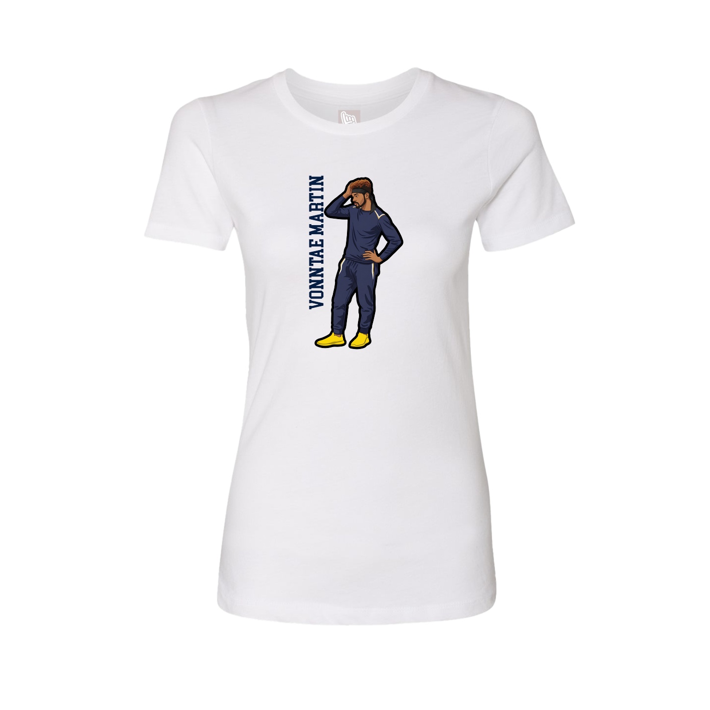 Fitted Women's Tee — Name Vertical in White