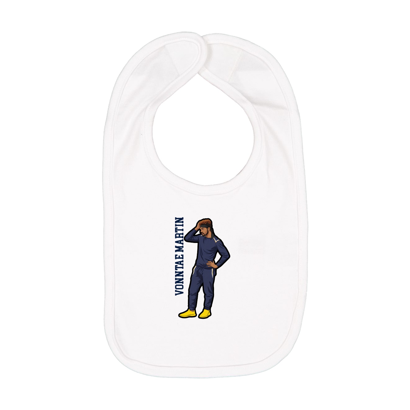 Infant Bib — Name Vertical in White