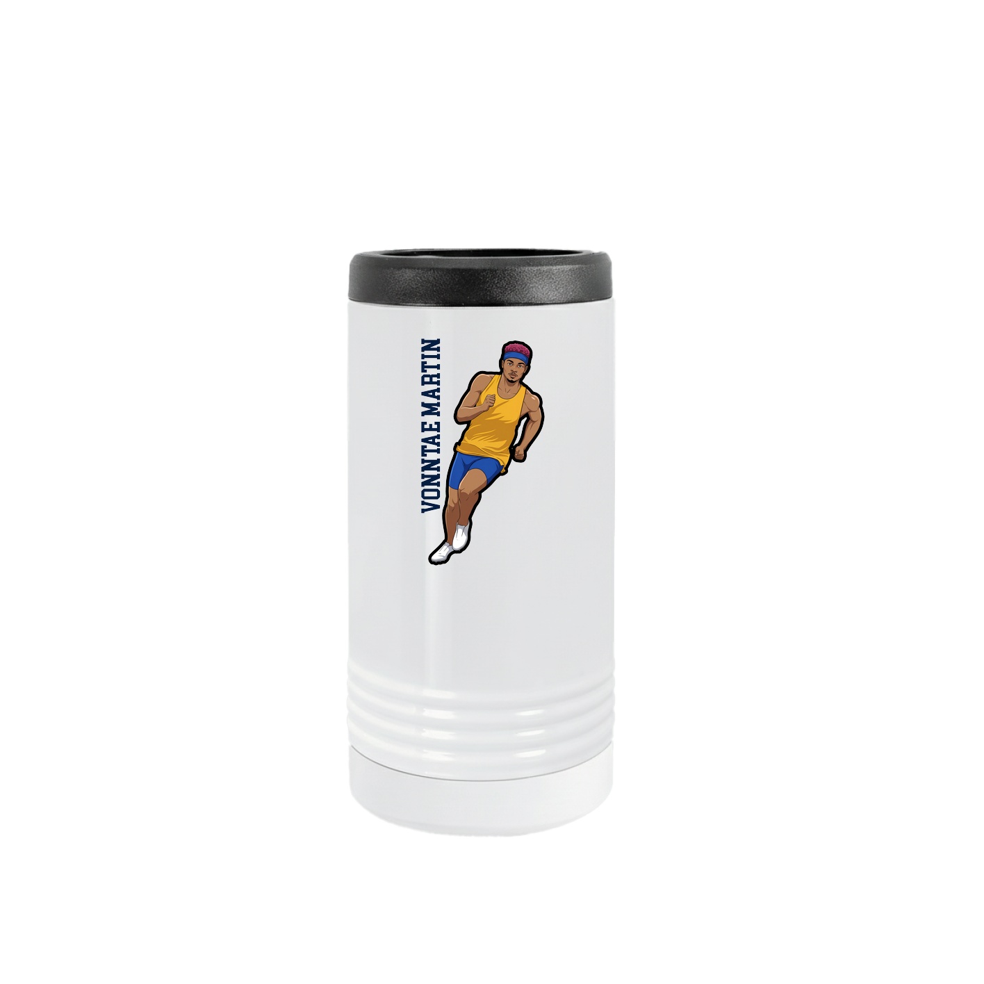 Slim Beverage Holder — Name Vertical in White