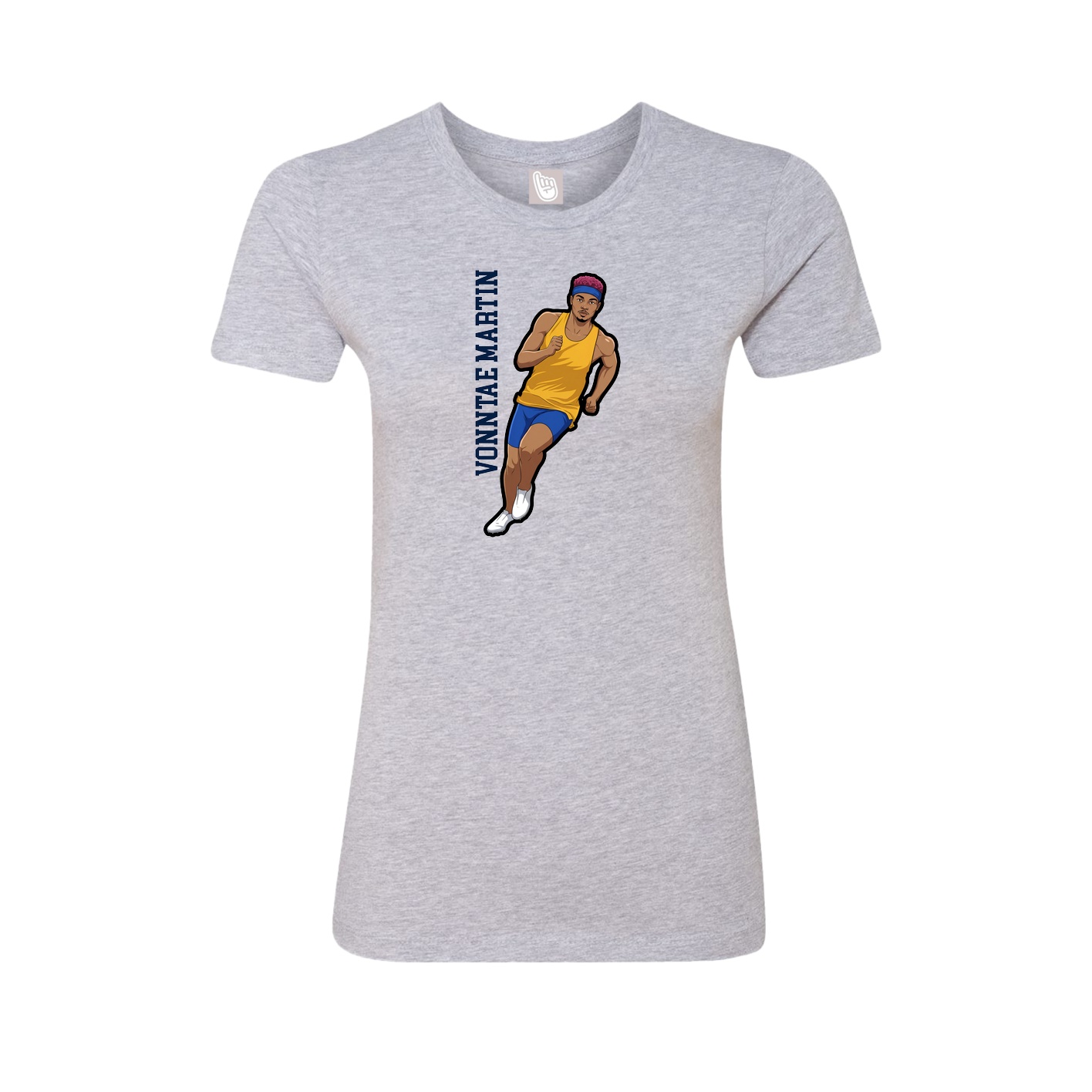Fitted Women's Tee — Name Vertical in Grey