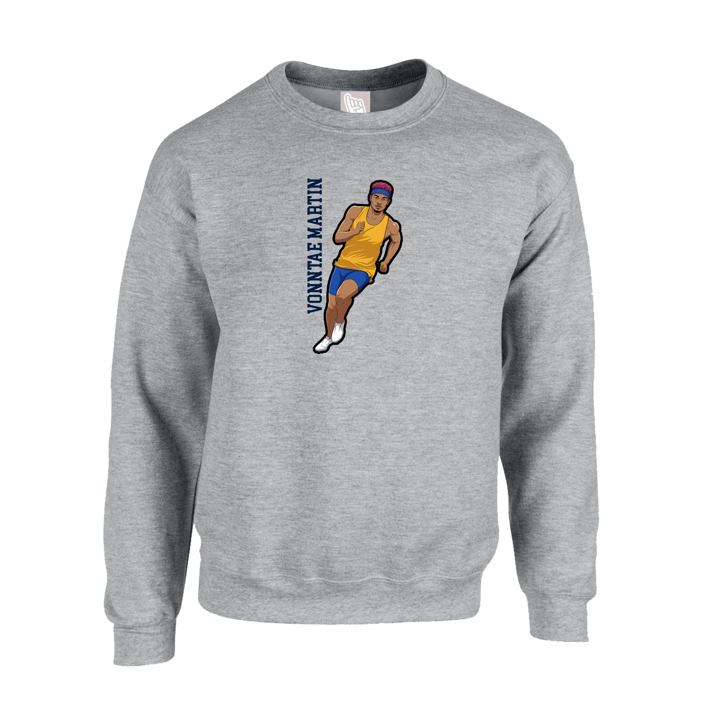 Fleece Crew — Name Vertical in Grey