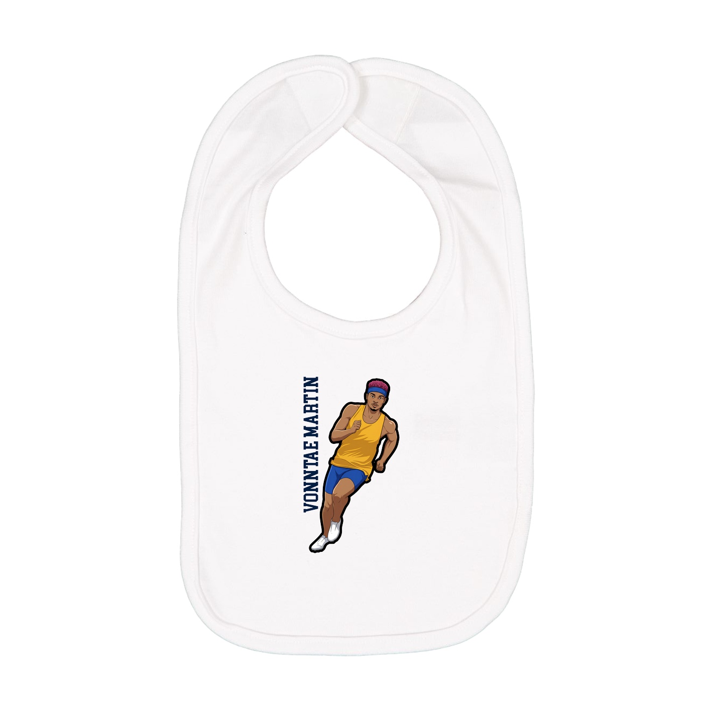 Infant Bib — Name Vertical in White