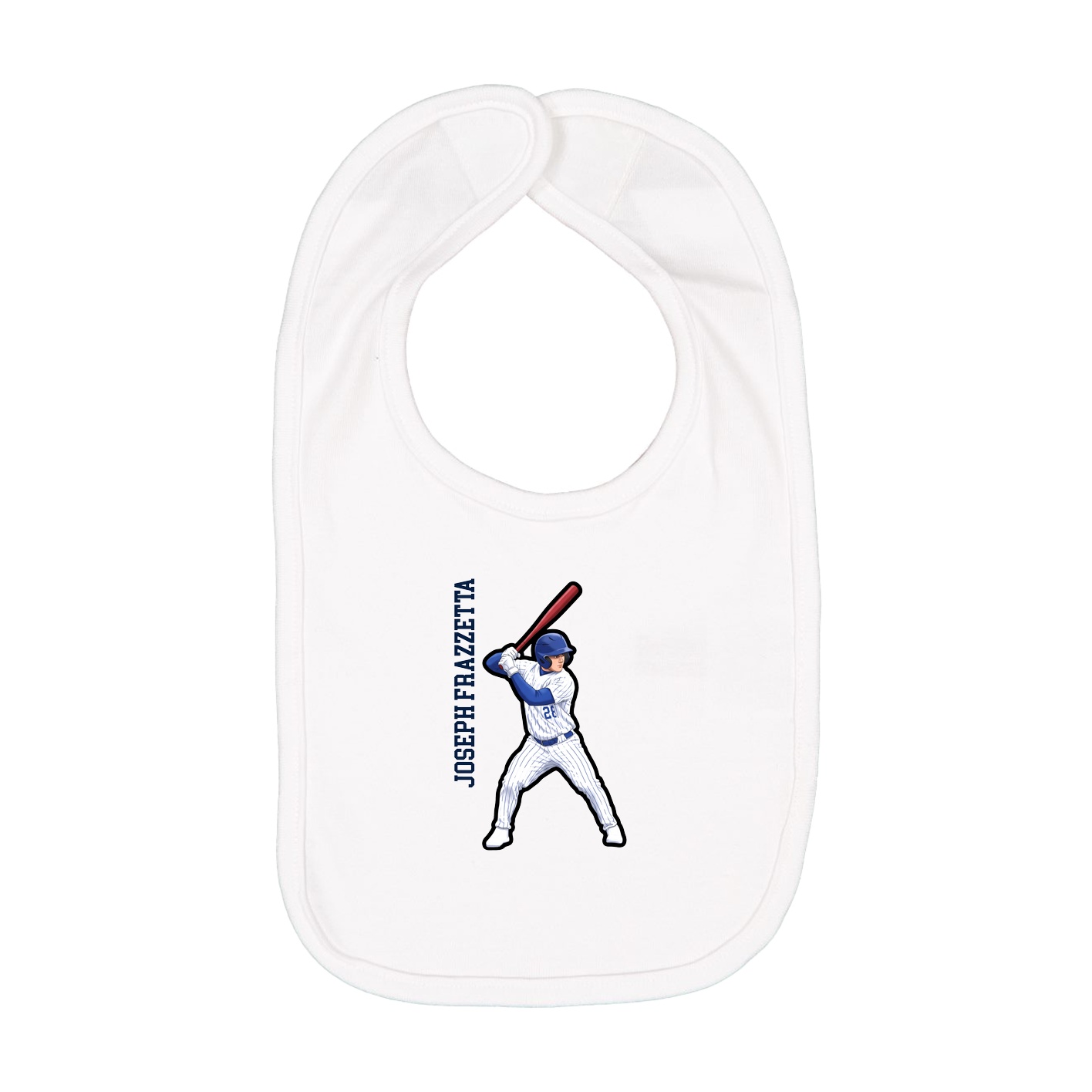 Infant Bib — Name Vertical in White
