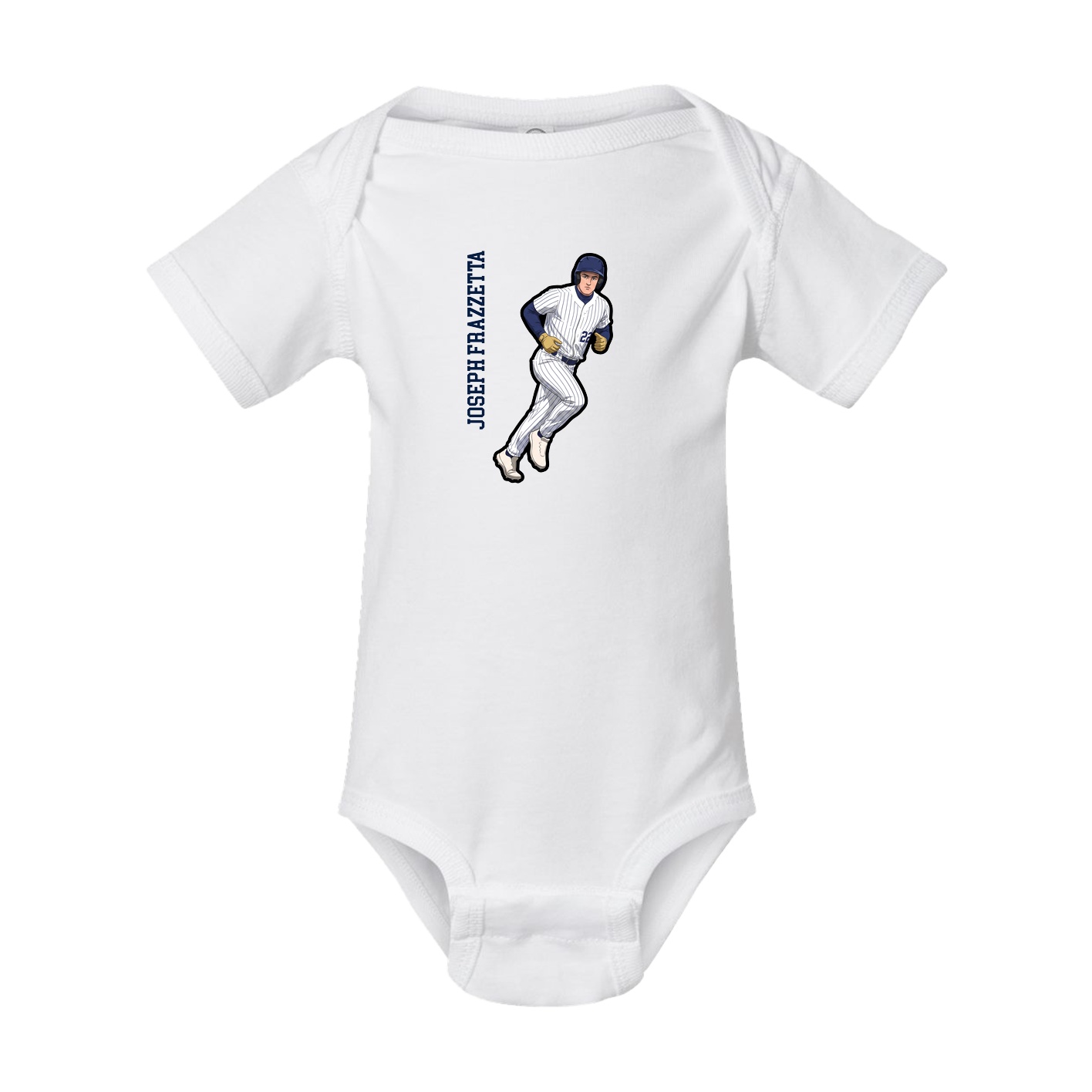 Baby Onesie — Name Vertical in White