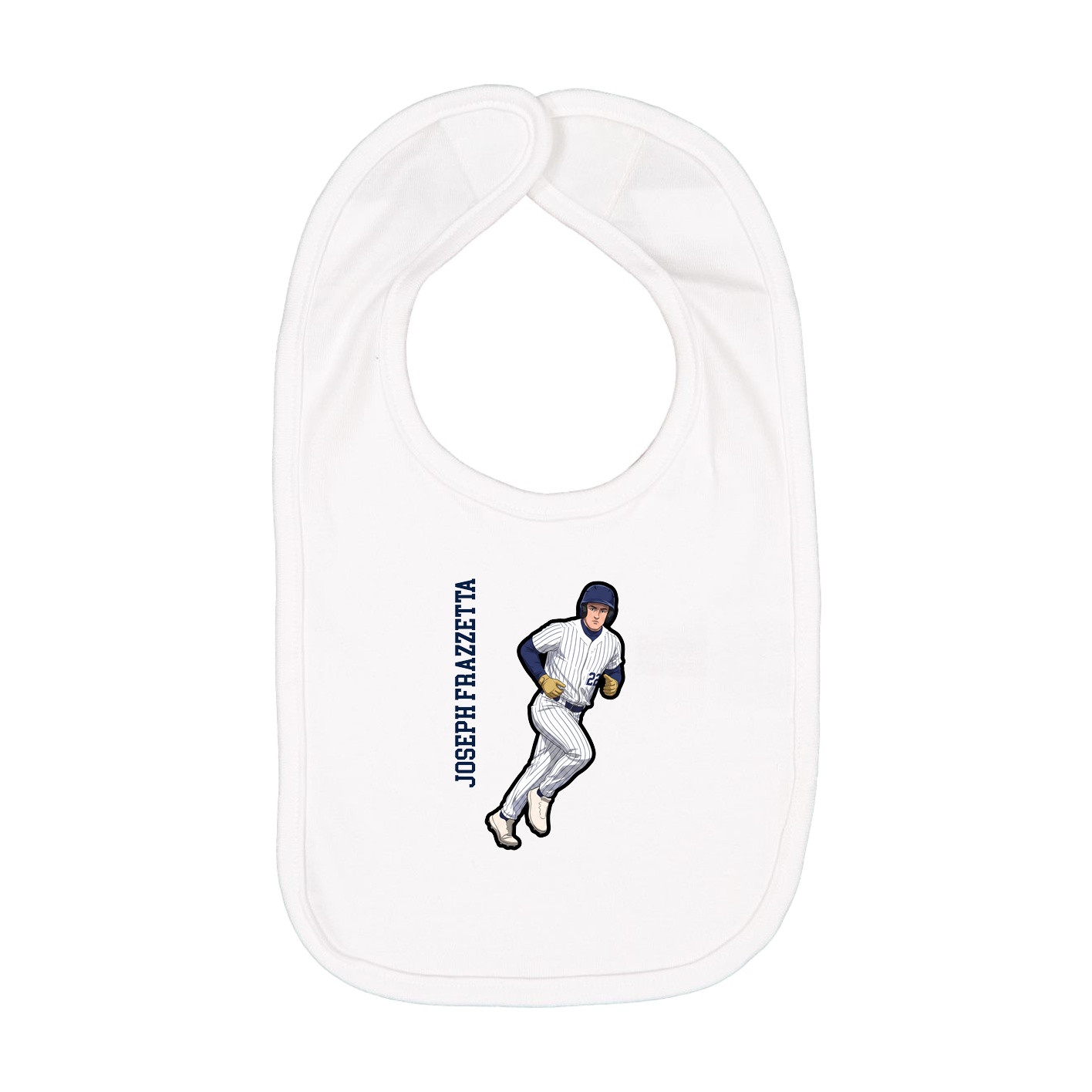 Infant Bib — Name Vertical in White