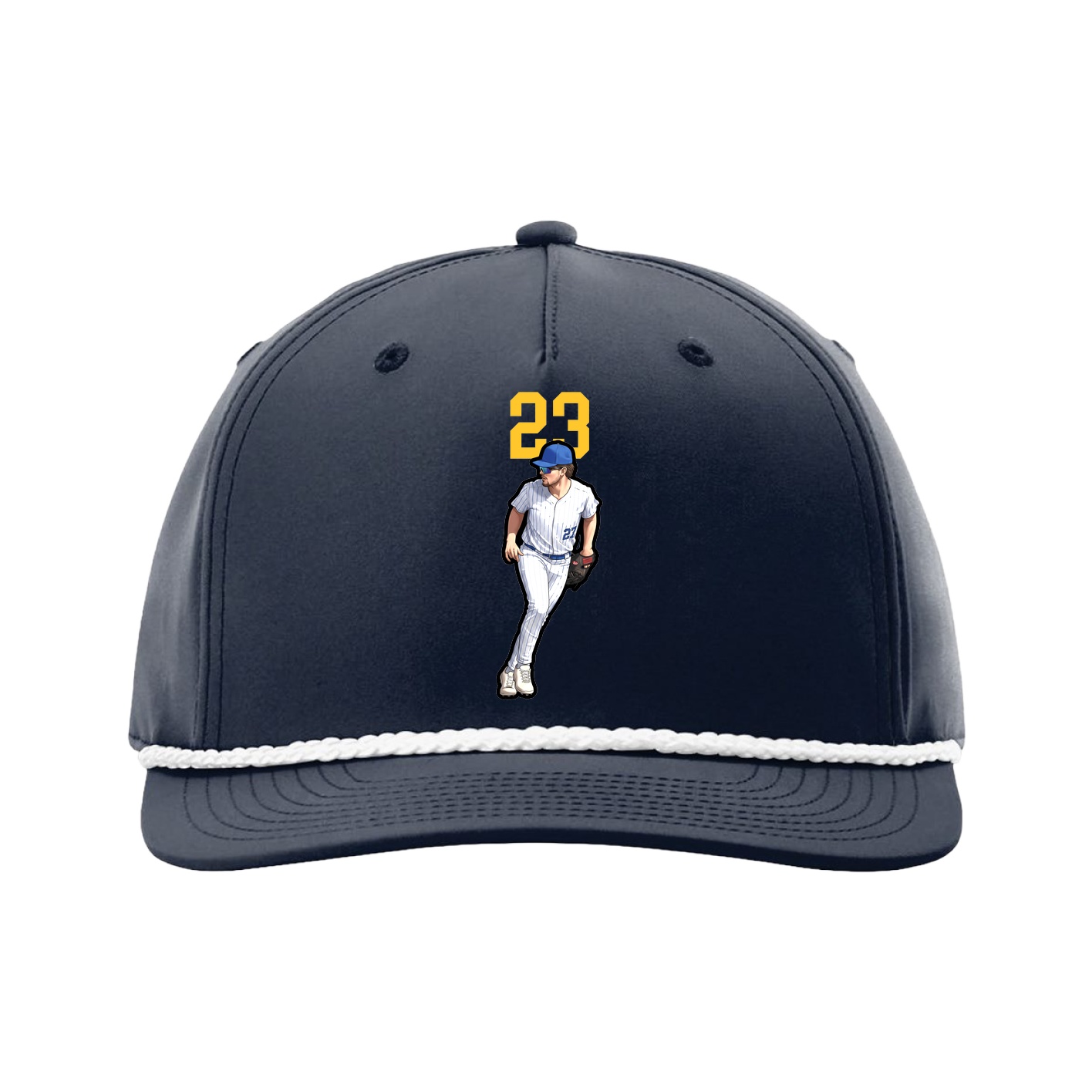 Five-Panel Classic Rope Cap — Number Top in Navy