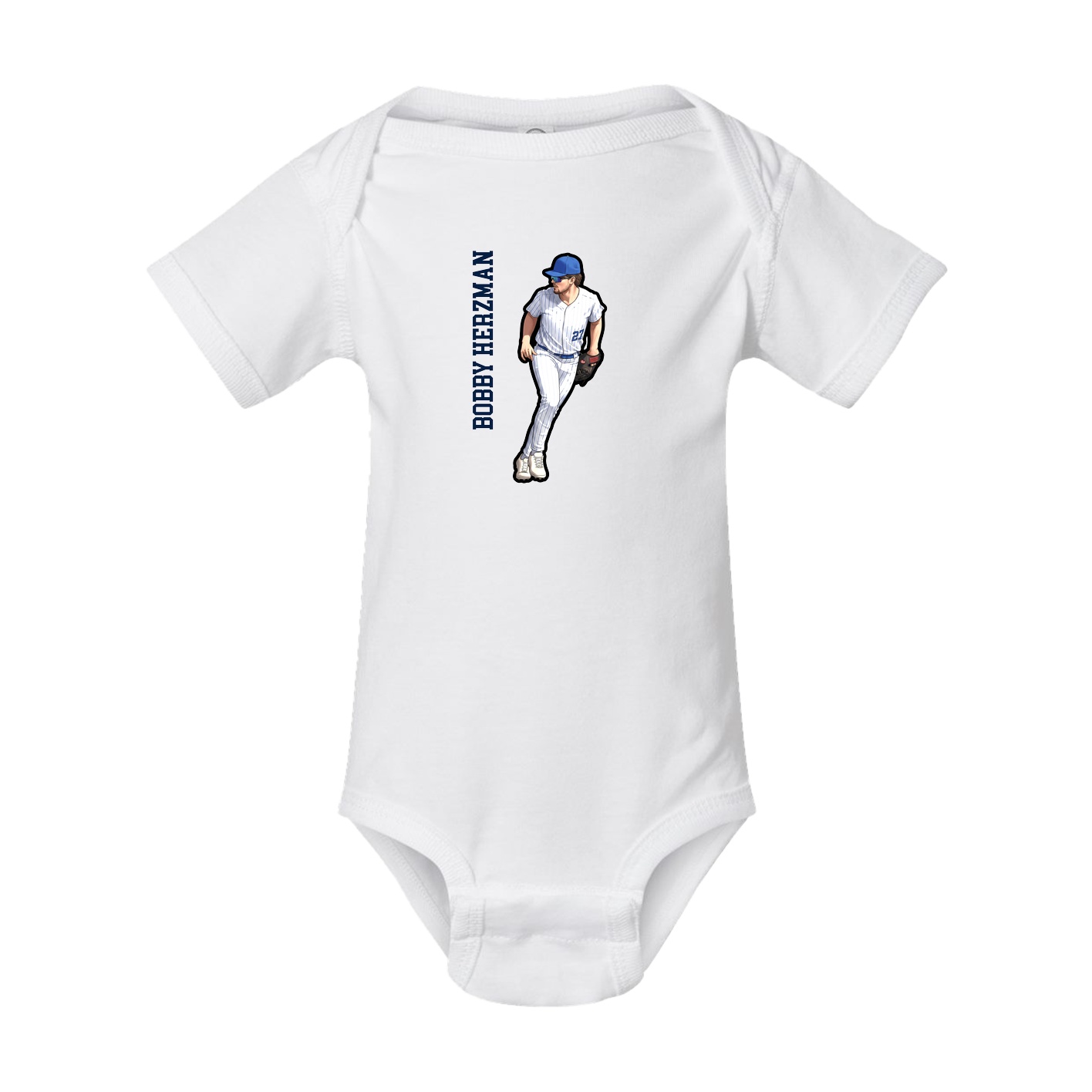 Baby Onesie — Name Vertical in White