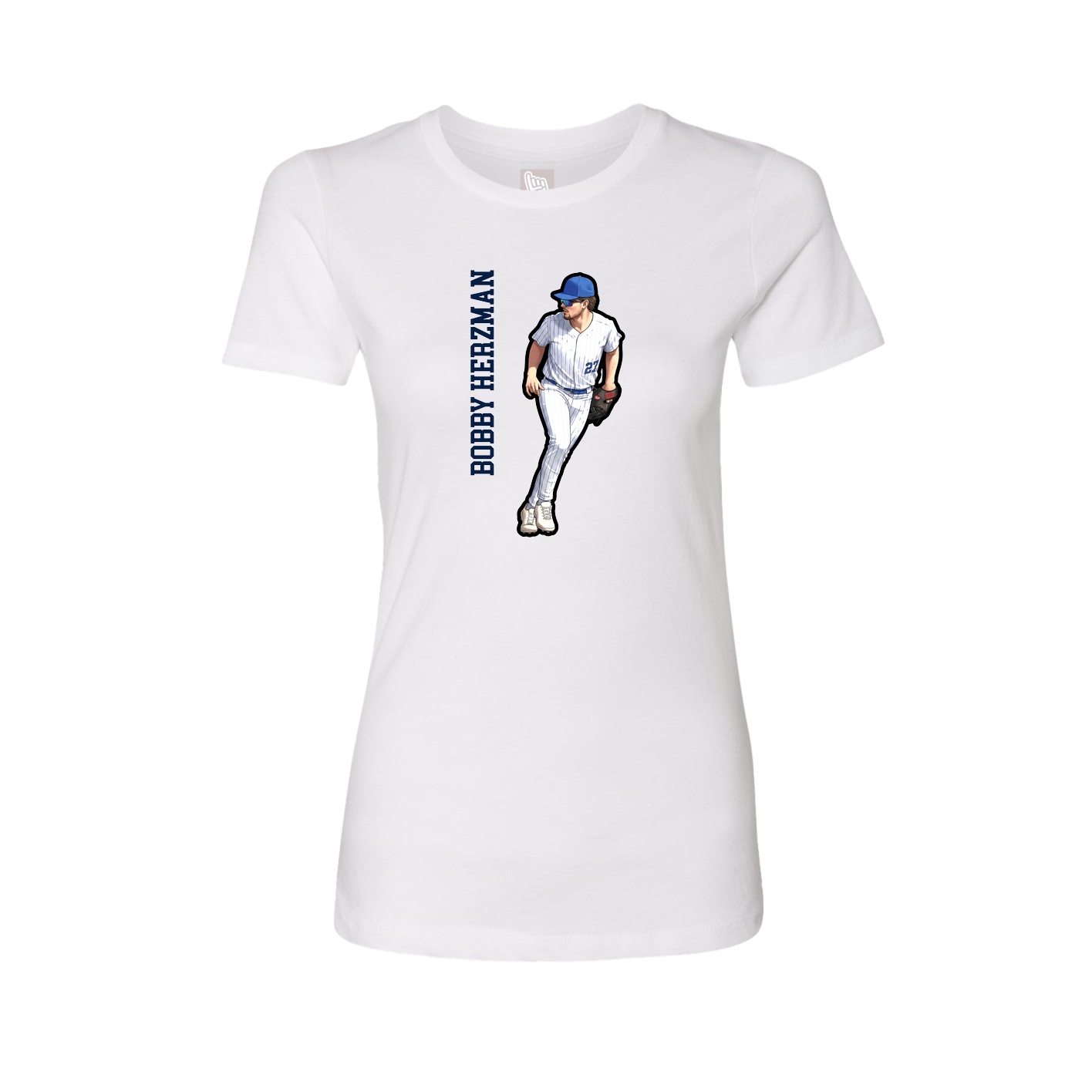 Fitted Women's Tee — Name Vertical in White