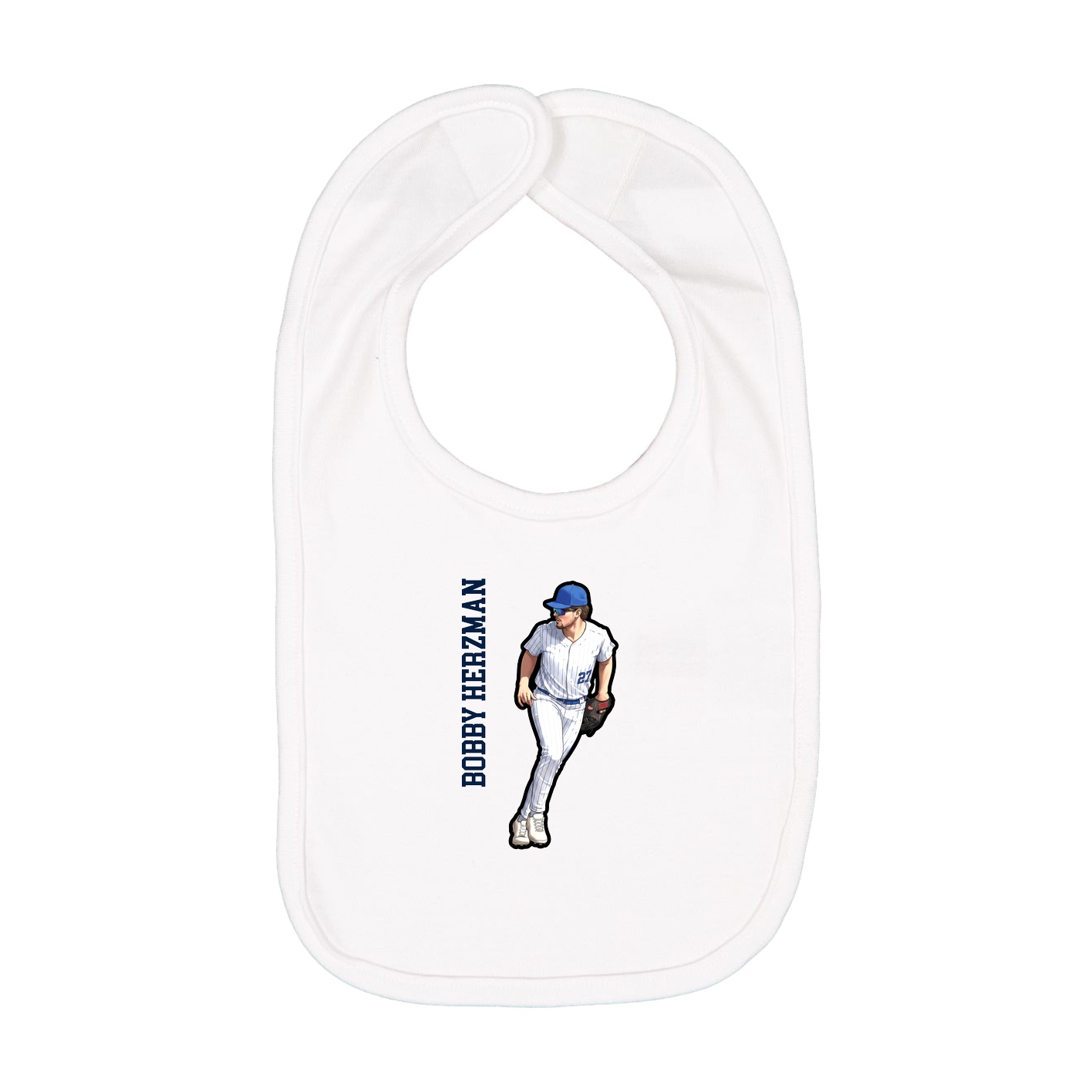 Infant Bib — Name Vertical in White