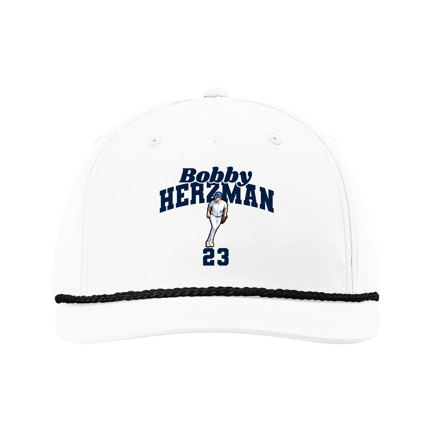 Five-Panel Classic Rope Cap — Signature Arch in White