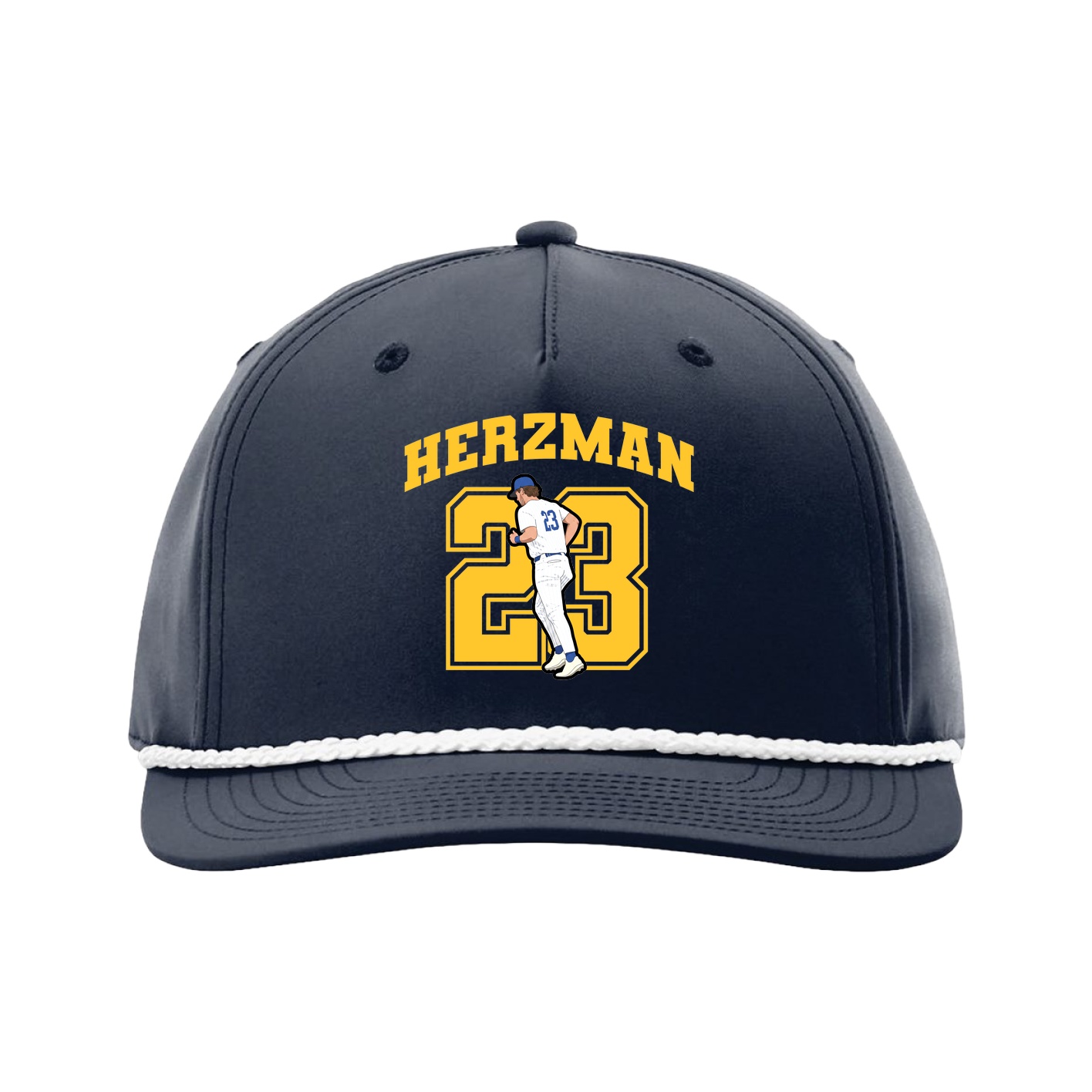 Five-Panel Classic Rope Cap — Number in Navy