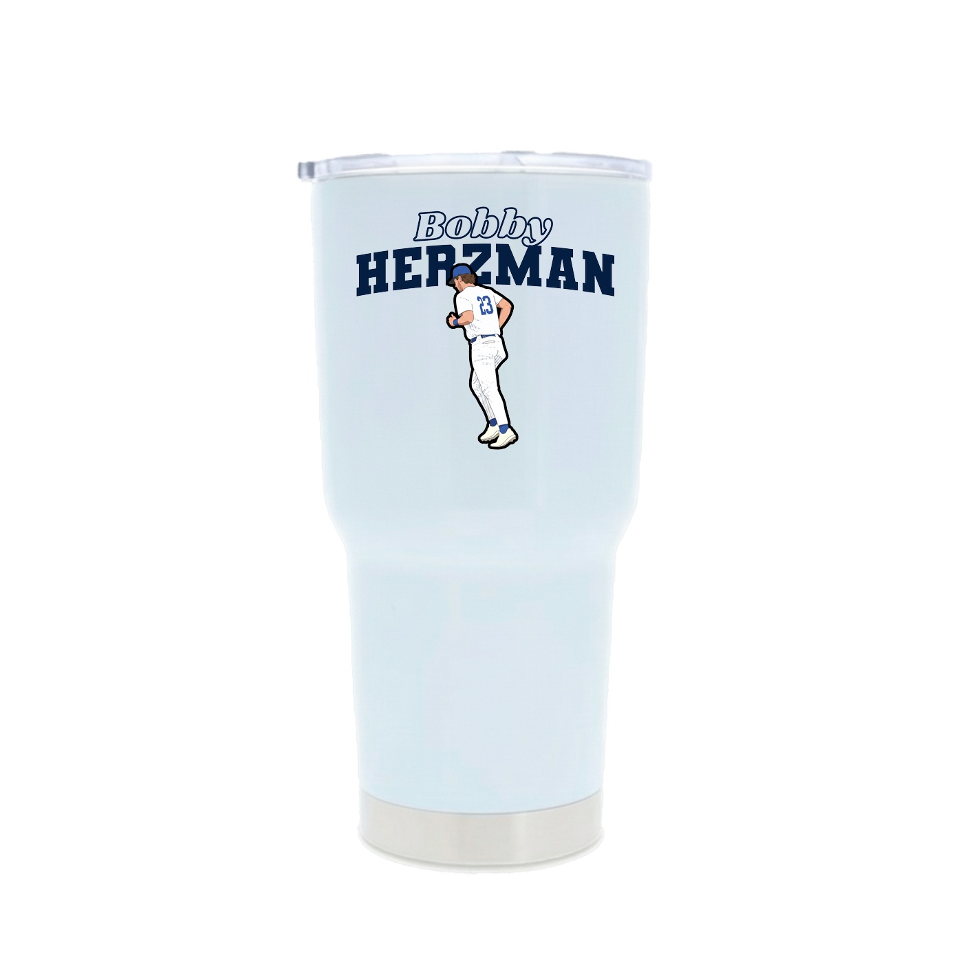 30oz Stainless Steel Tumbler — Name Arch in White