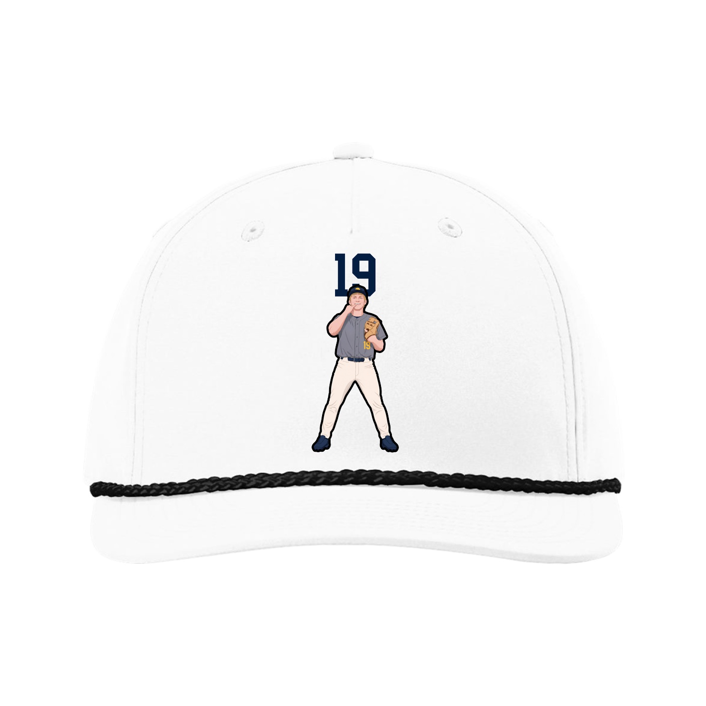 Five-Panel Classic Rope Cap — Number Top in White