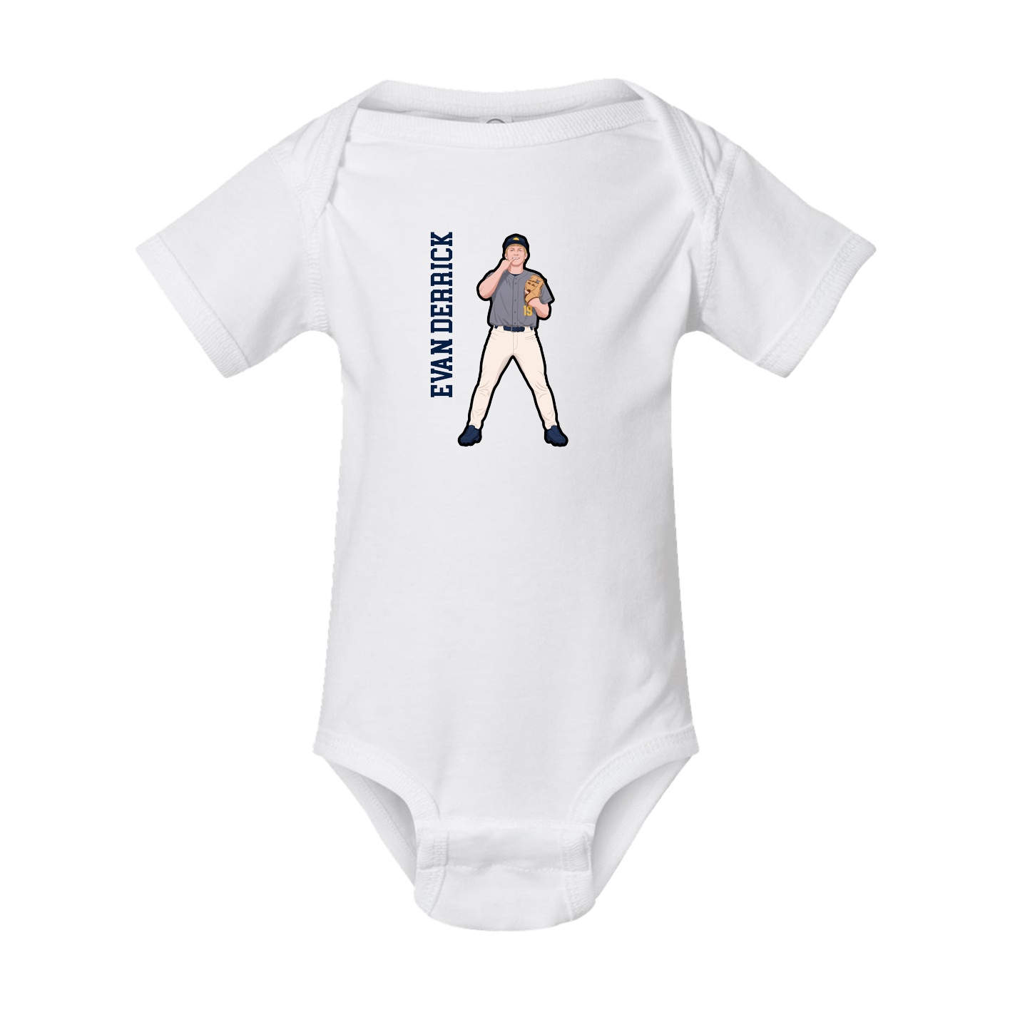 Baby Onesie — Name Vertical in White