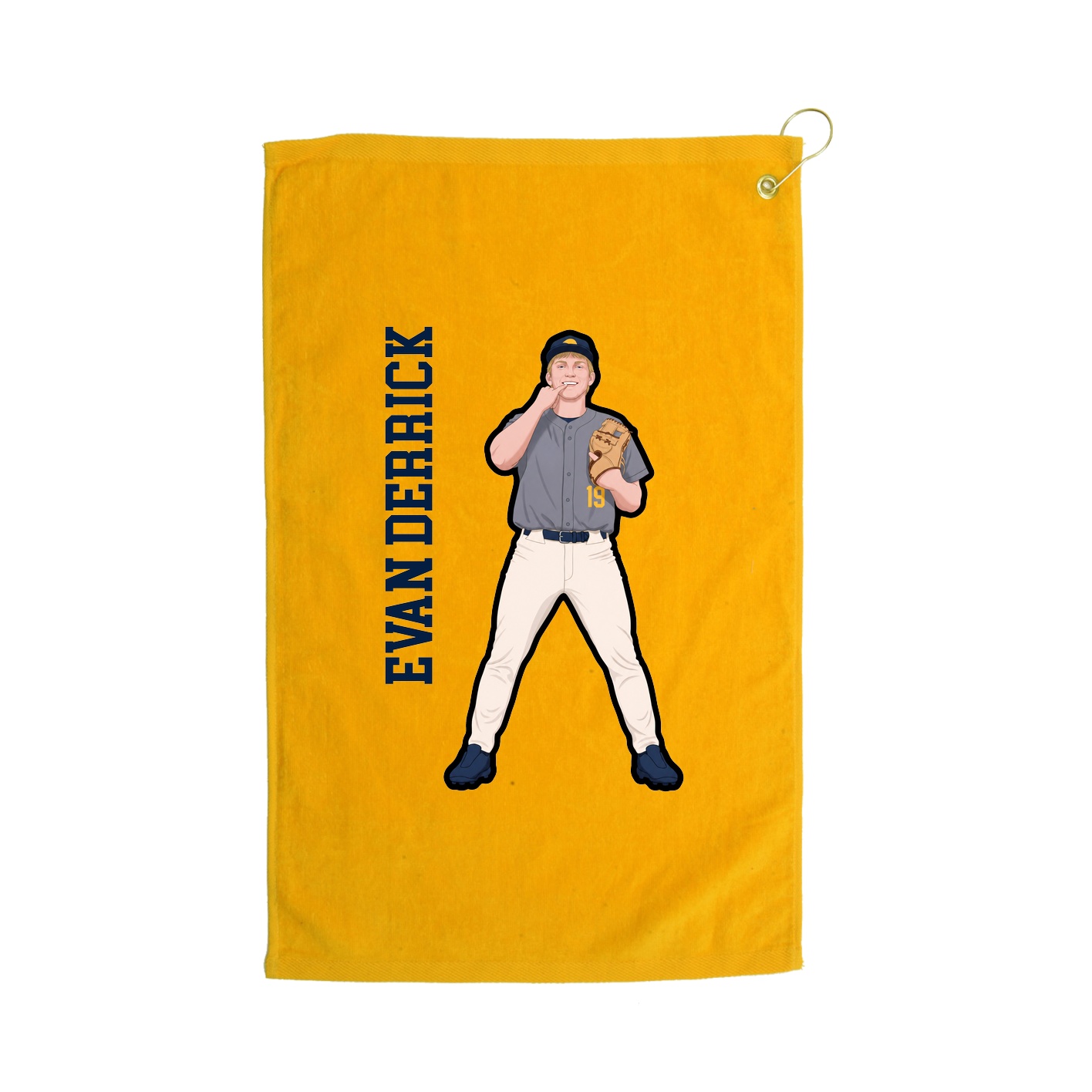 Golf Towel — Name Vertical in Gold