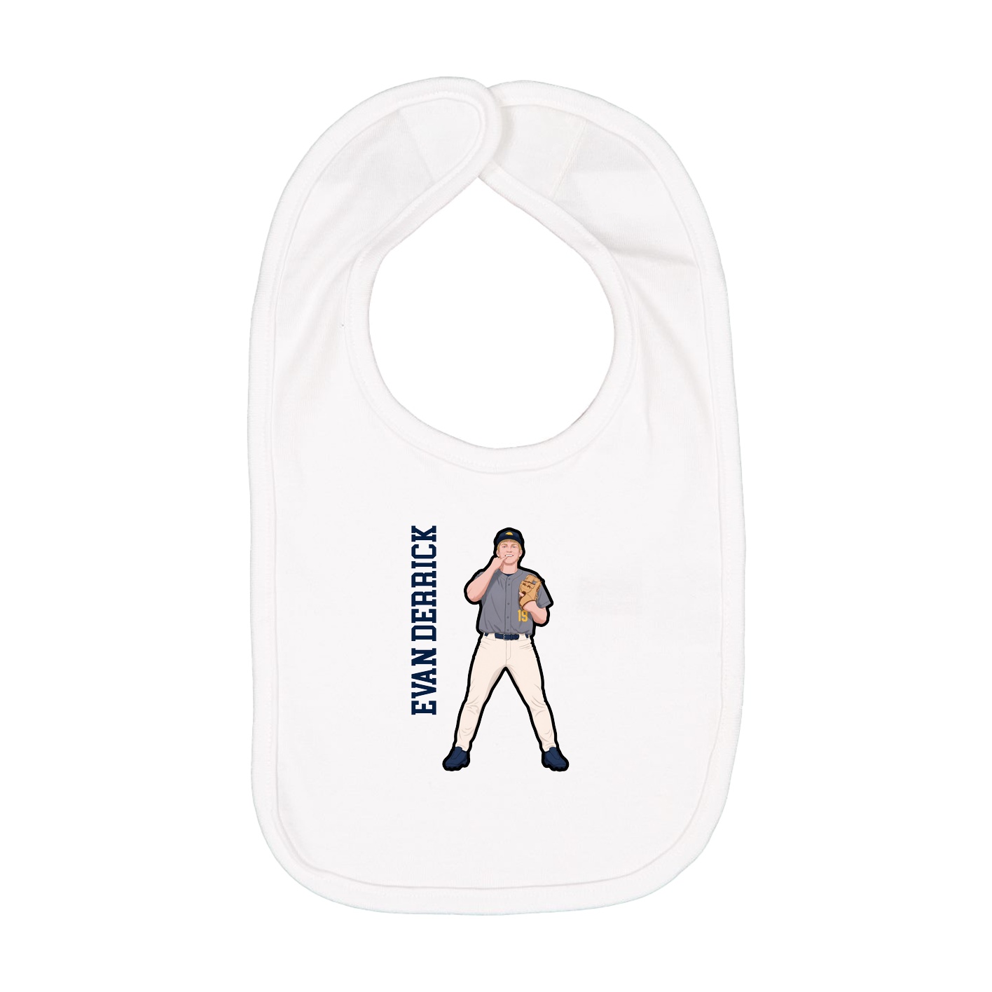 Infant Bib — Name Vertical in White