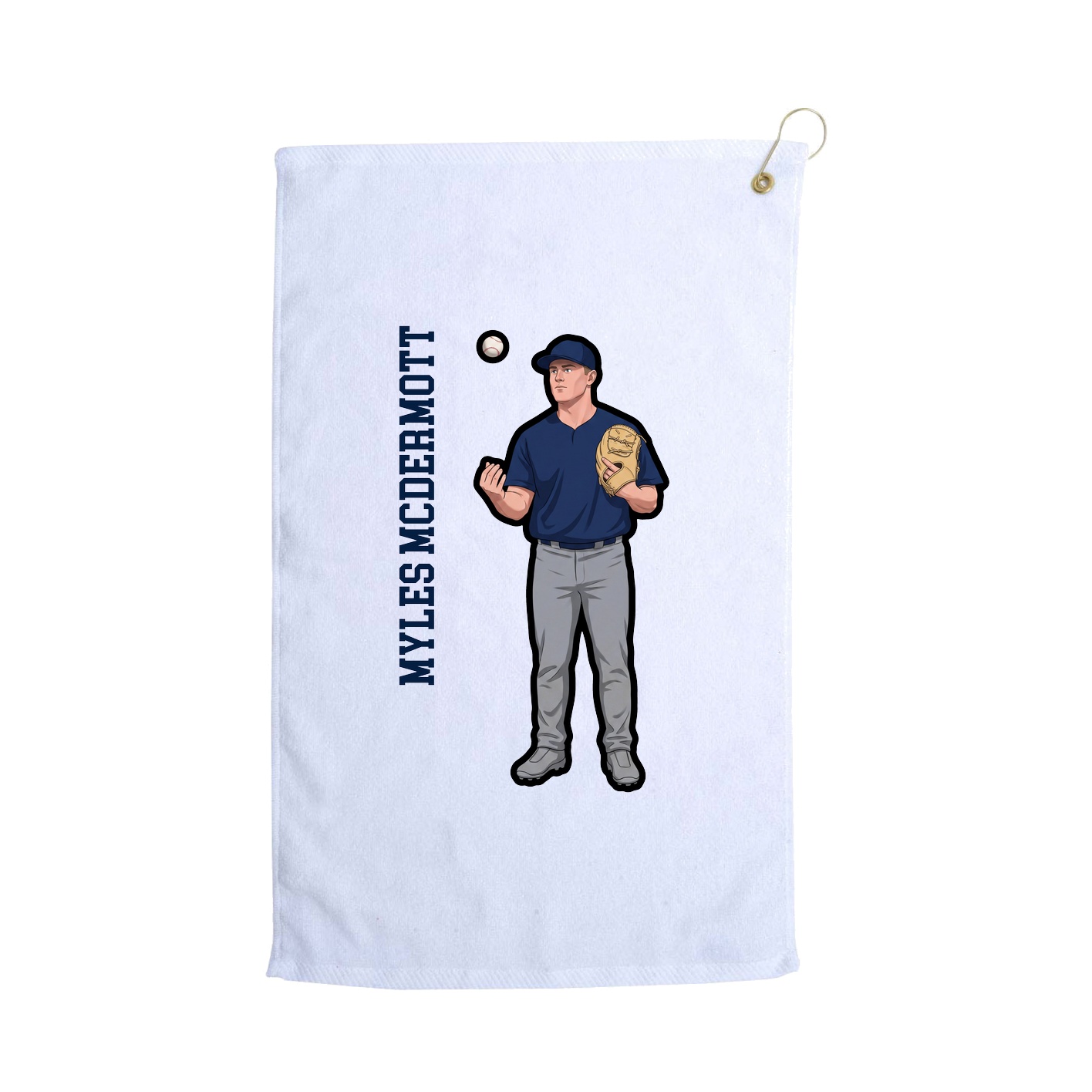 Golf Towel — Name Vertical in White