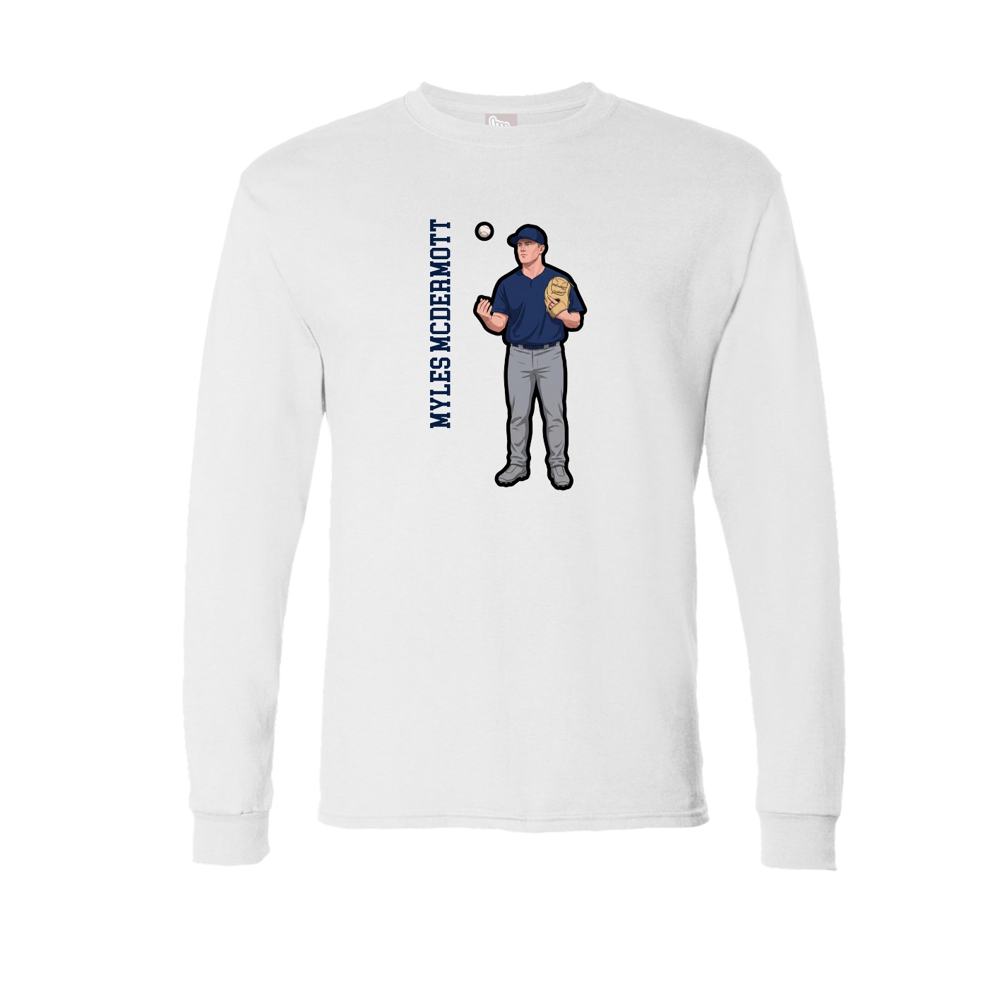 Long Sleeve Tee — Name Vertical in White