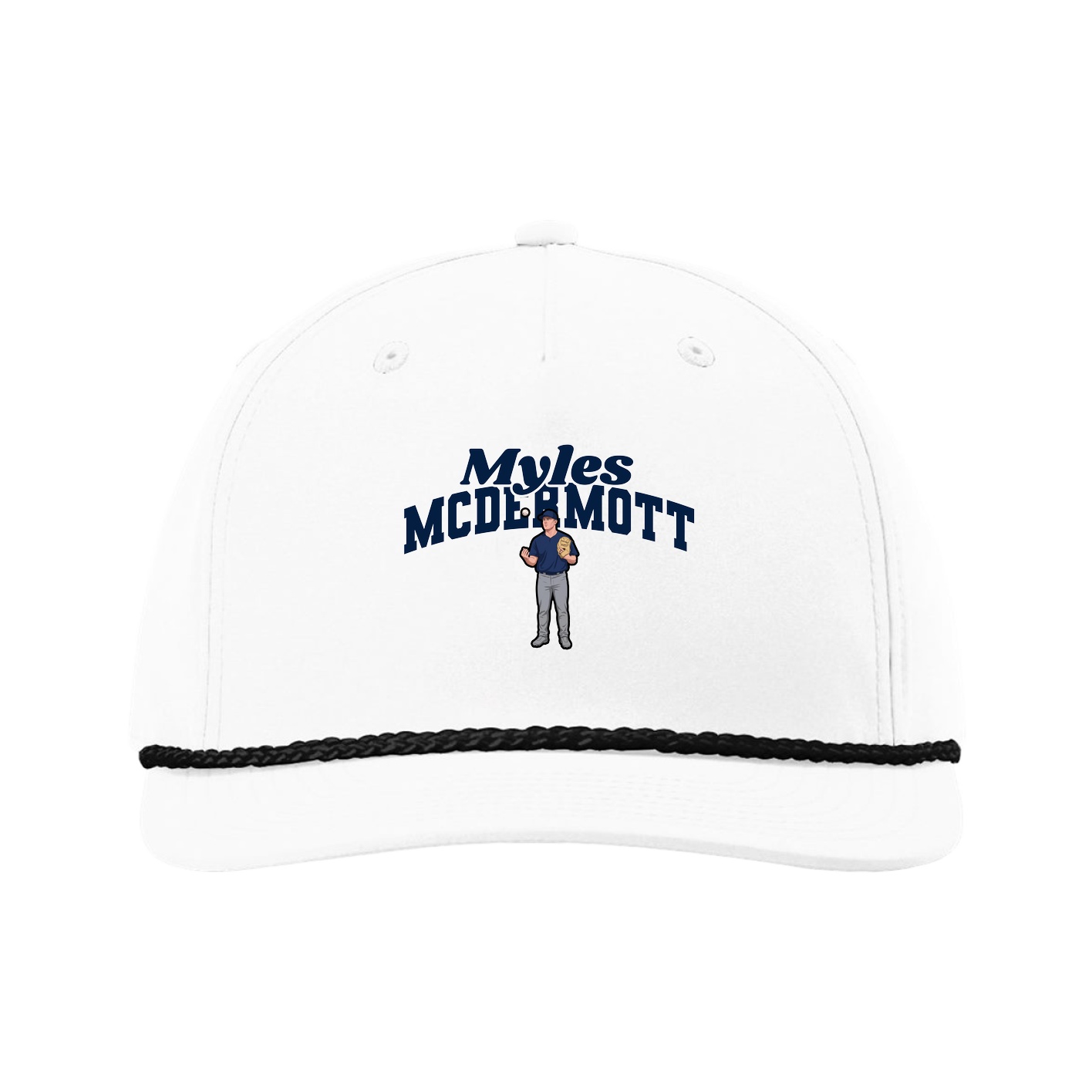 Five-Panel Classic Rope Cap — Signature Arch in White