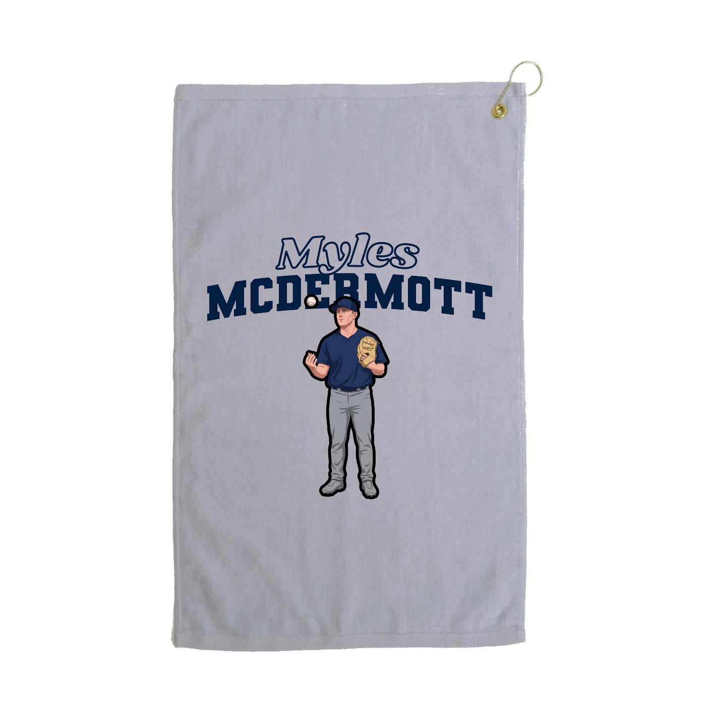 Golf Towel — Name Arch in Grey