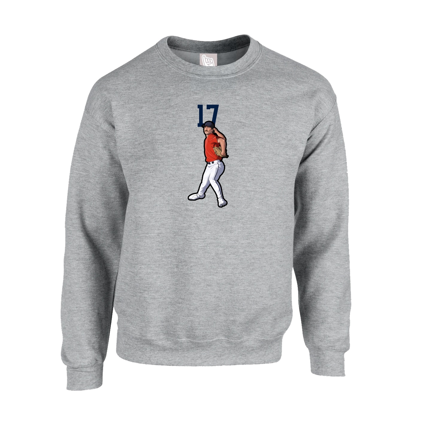 Fleece Crew — Number Top in Grey