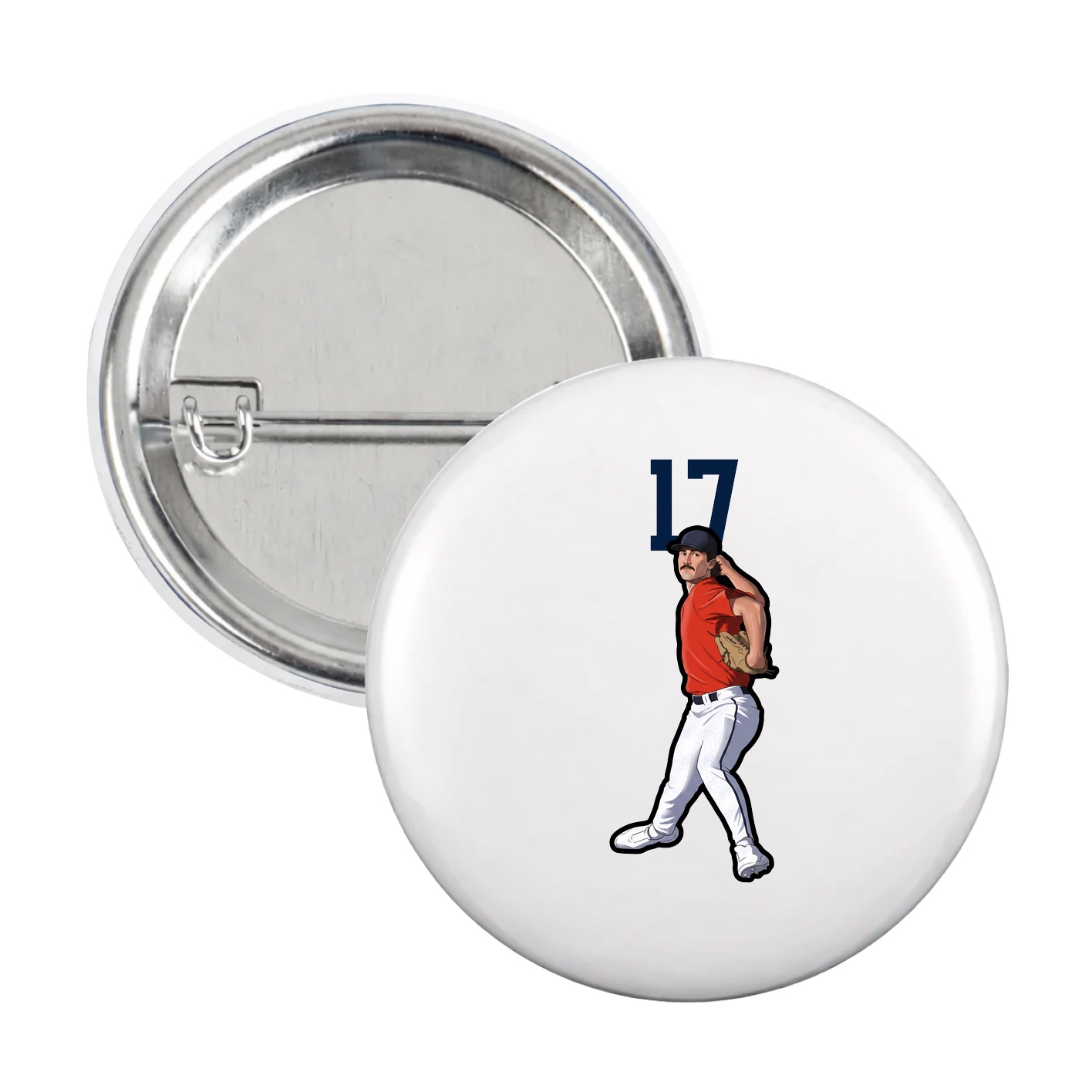 Game Day Button — Number Top in White