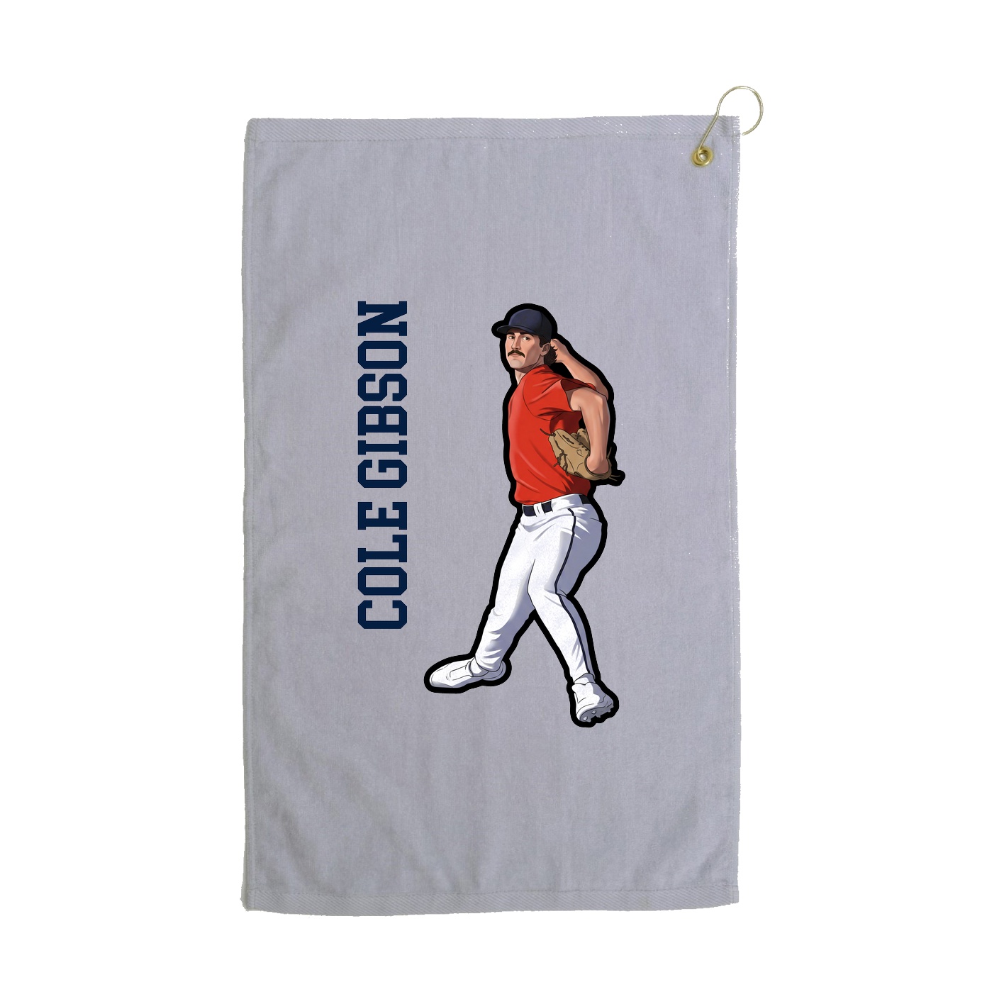 Golf Towel — Name Vertical in Grey
