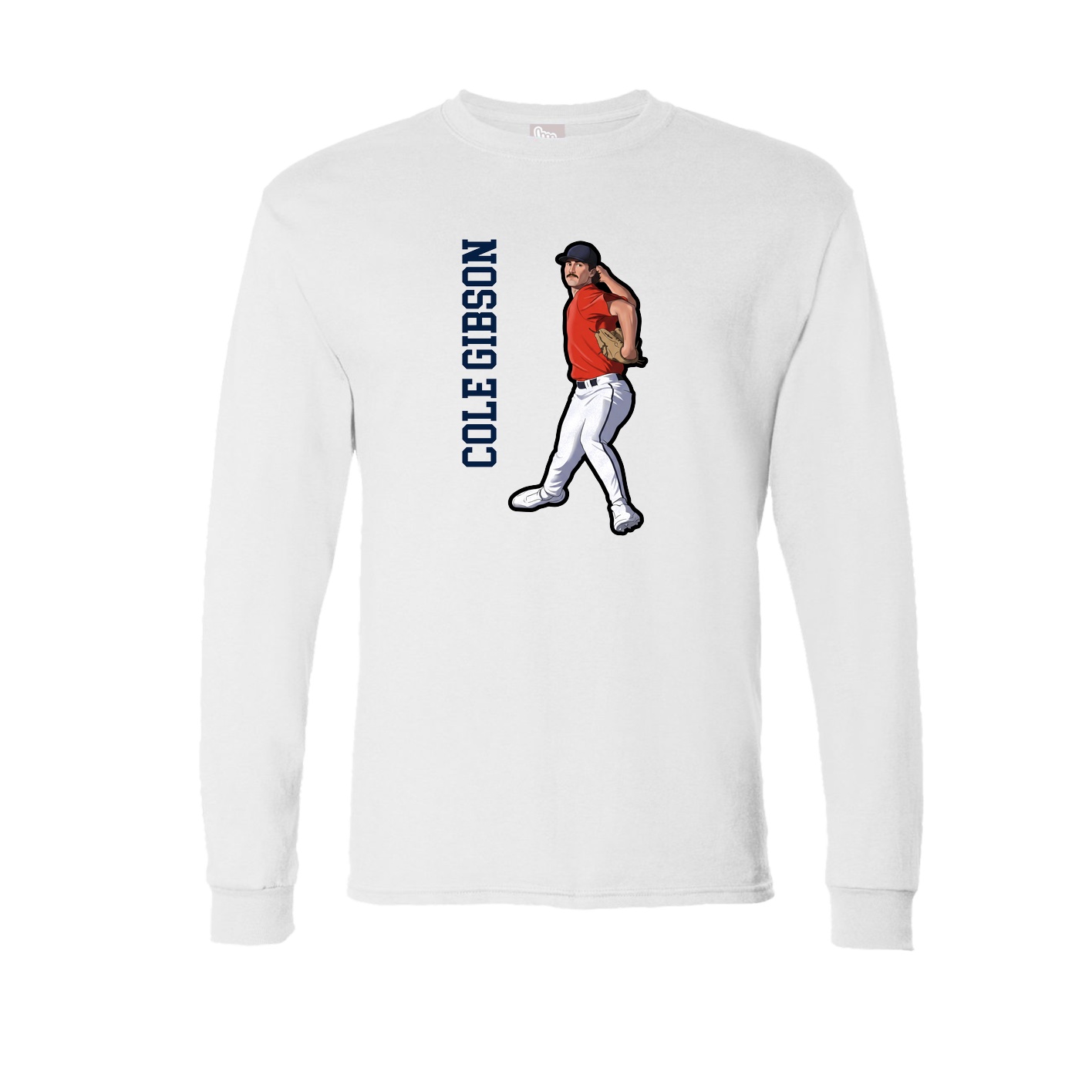 Long Sleeve Tee — Name Vertical in White