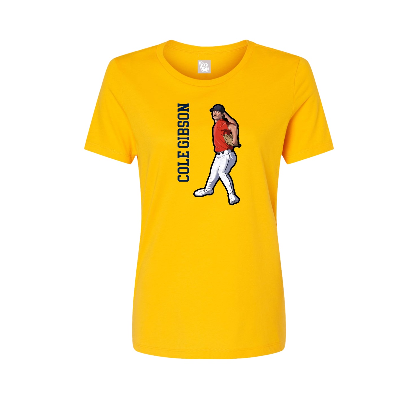 Fitted Women's Tee — Name Vertical in Gold
