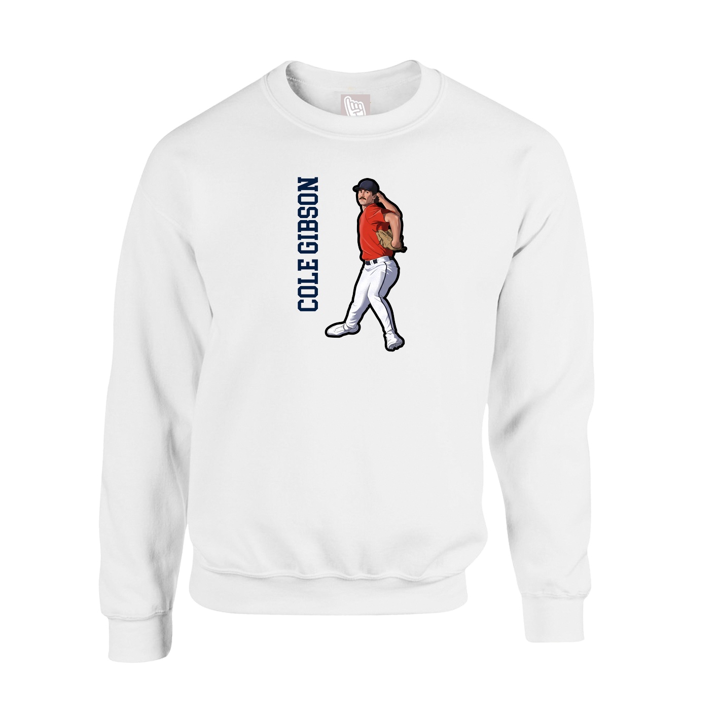 Fleece Crew — Name Vertical in White