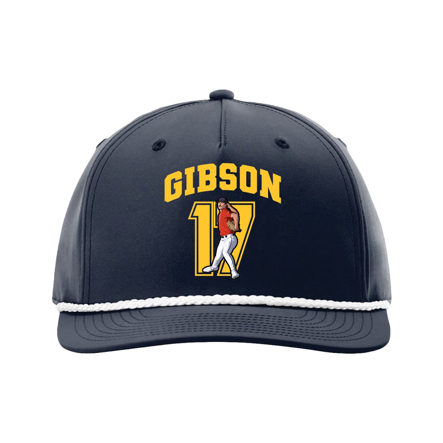 Five-Panel Classic Rope Cap — Number in Navy