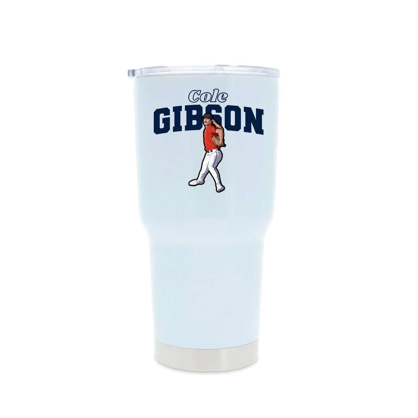 30oz Stainless Steel Tumbler — Name Arch in White