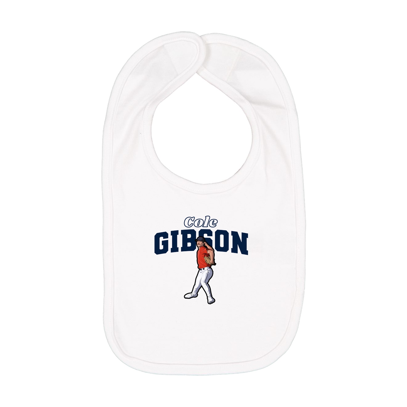 Infant Bib — Name Arch in White