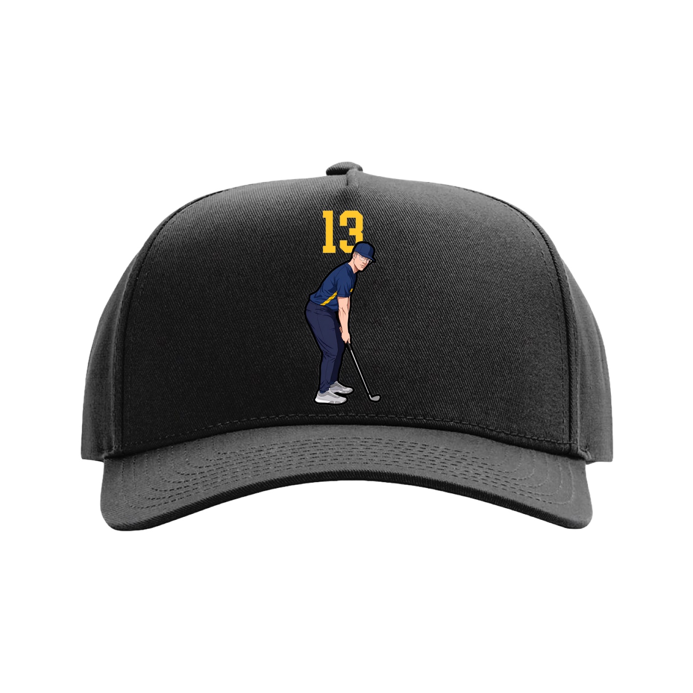Full Fabric Five-Panel Champ Cap — Number Top in Black