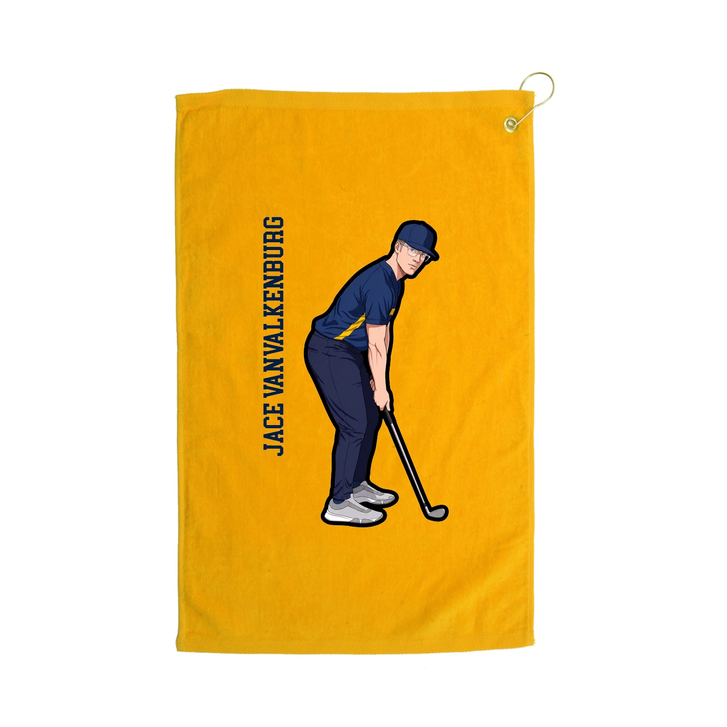Golf Towel — Name Vertical in Gold