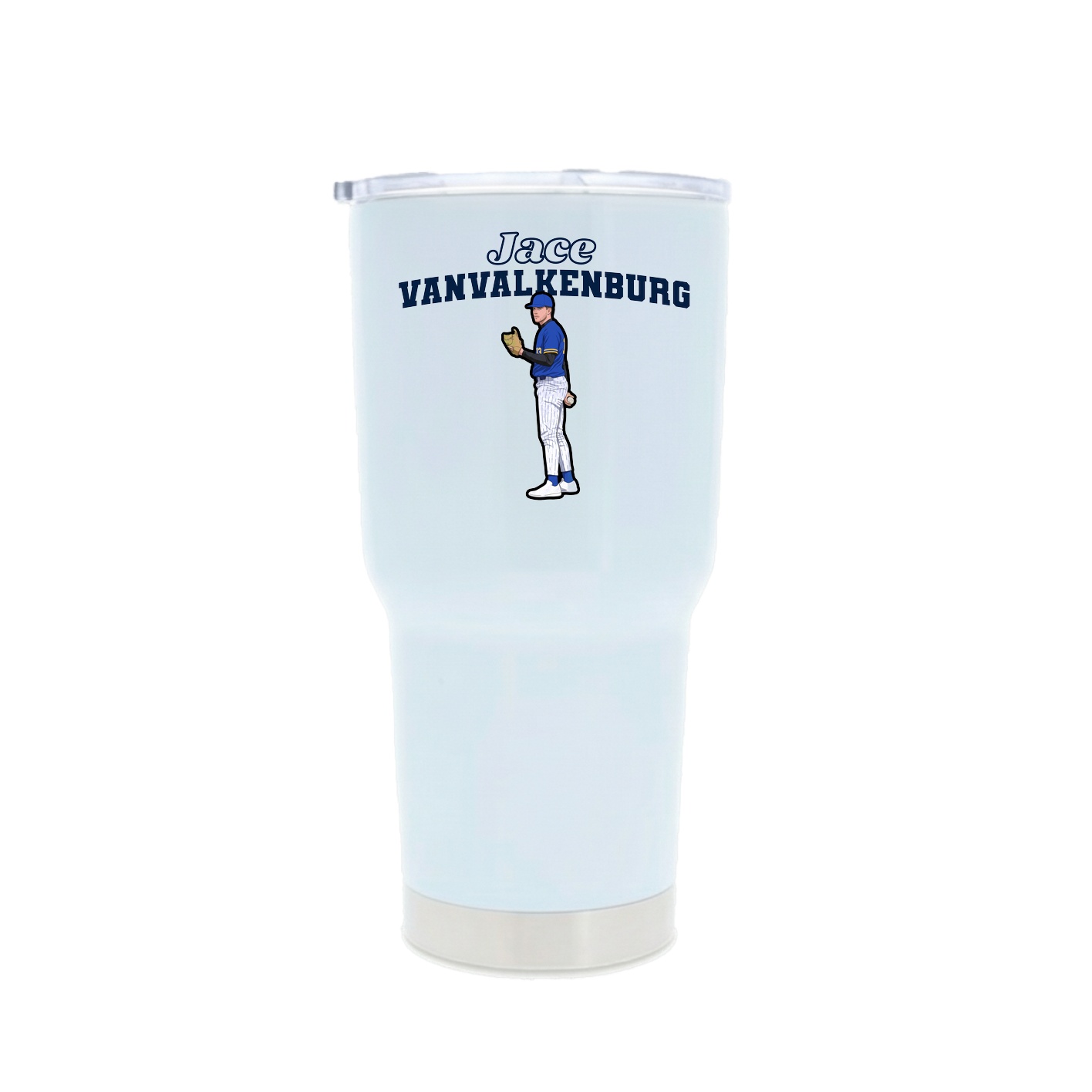 30oz Stainless Steel Tumbler — Name Arch in White