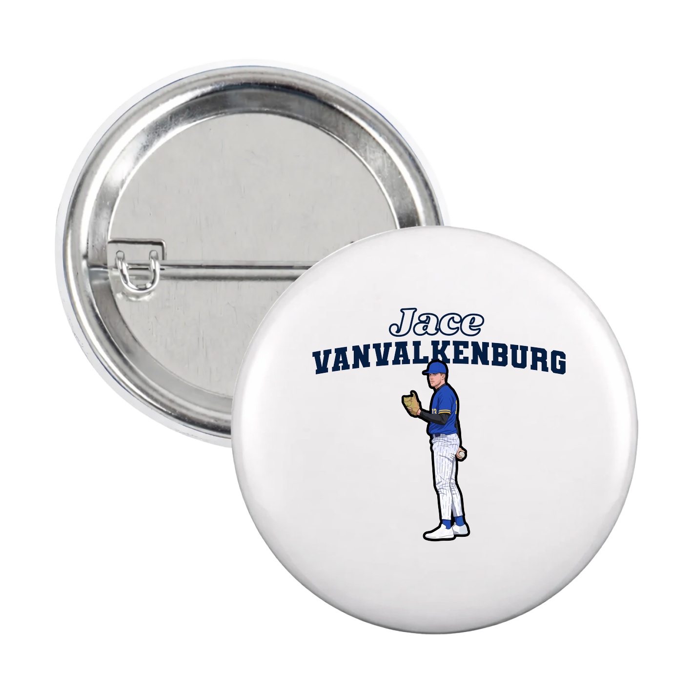 Game Day Button — Name Arch in White