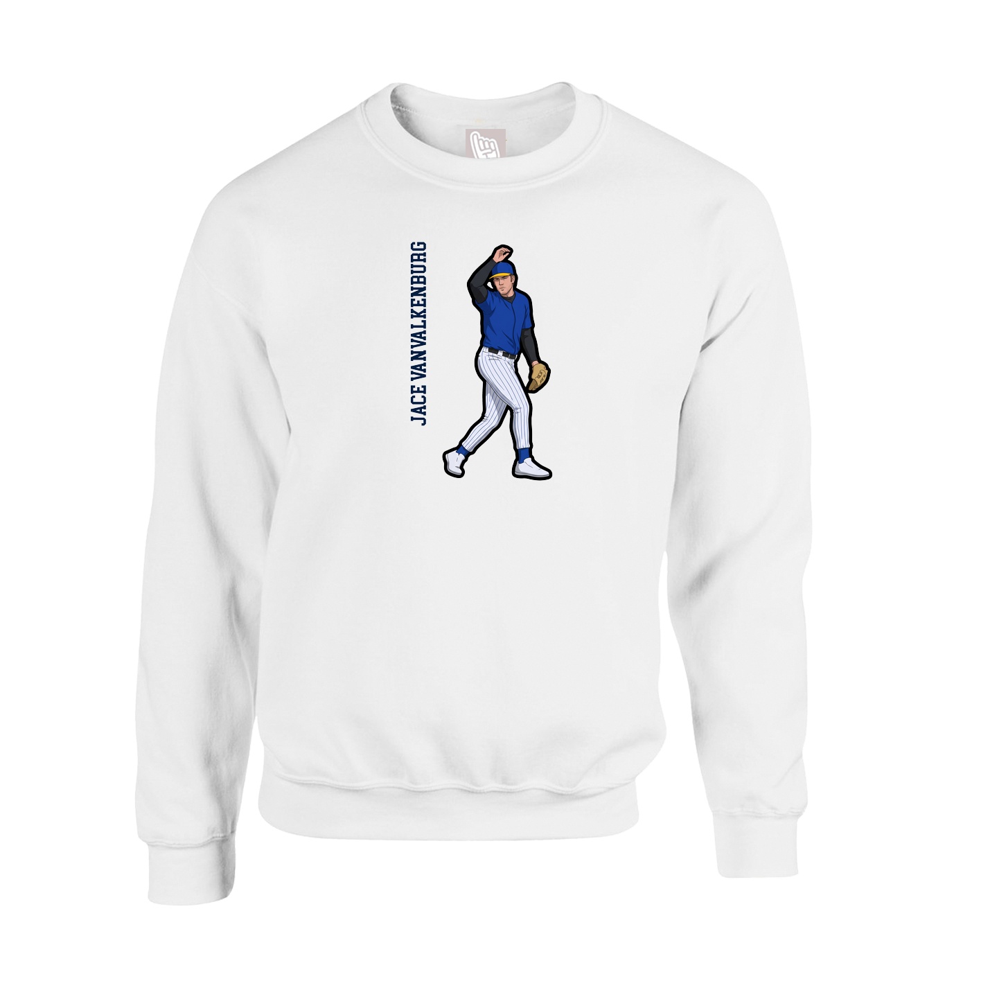 Fleece Crew — Name Vertical in White