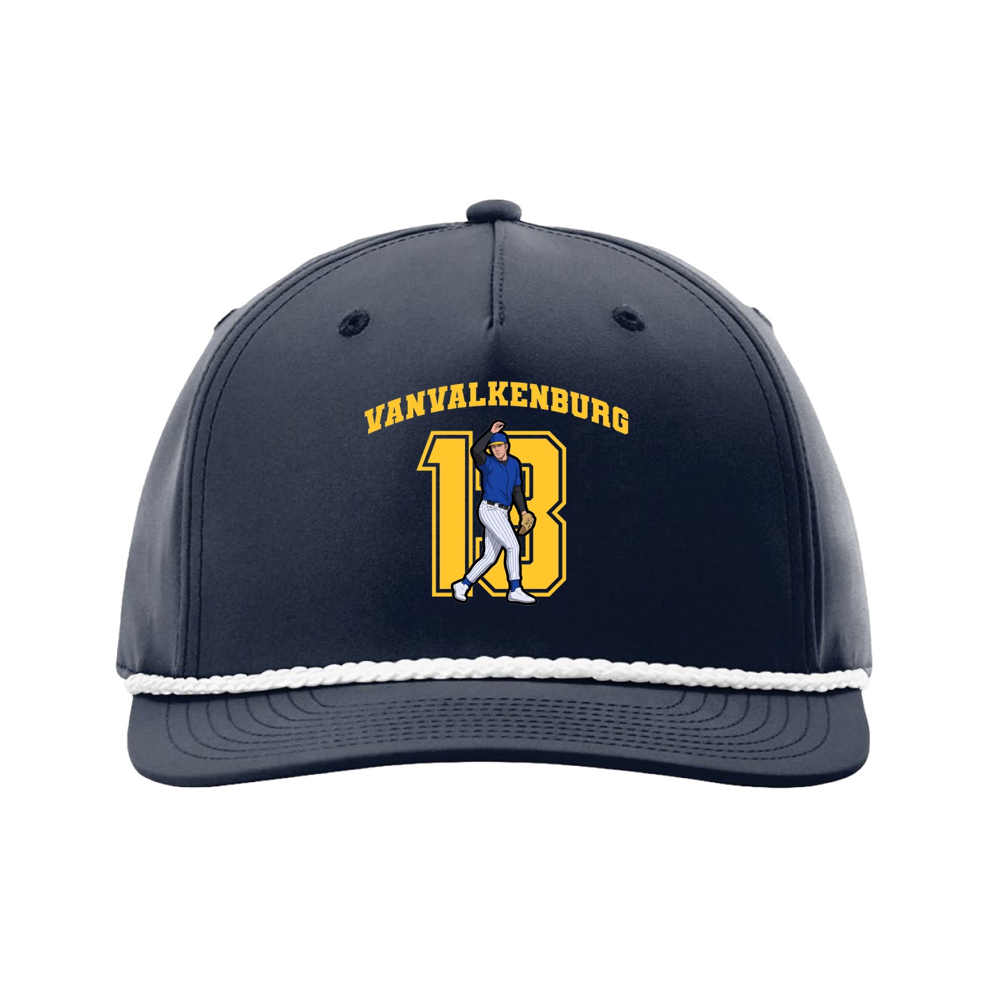 Five-Panel Classic Rope Cap — Number in Navy