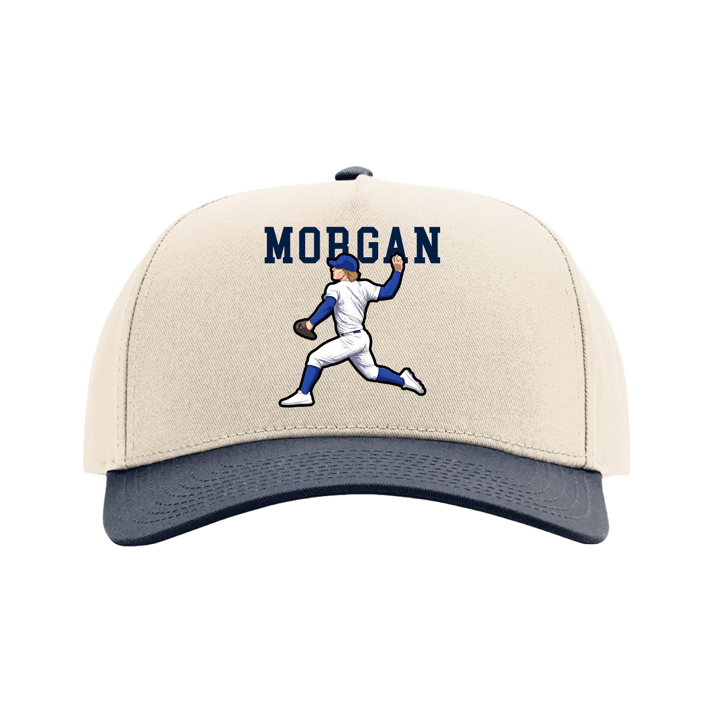 Full Fabric Five-Panel Champ Cap — Shirsey in Cream/Navy