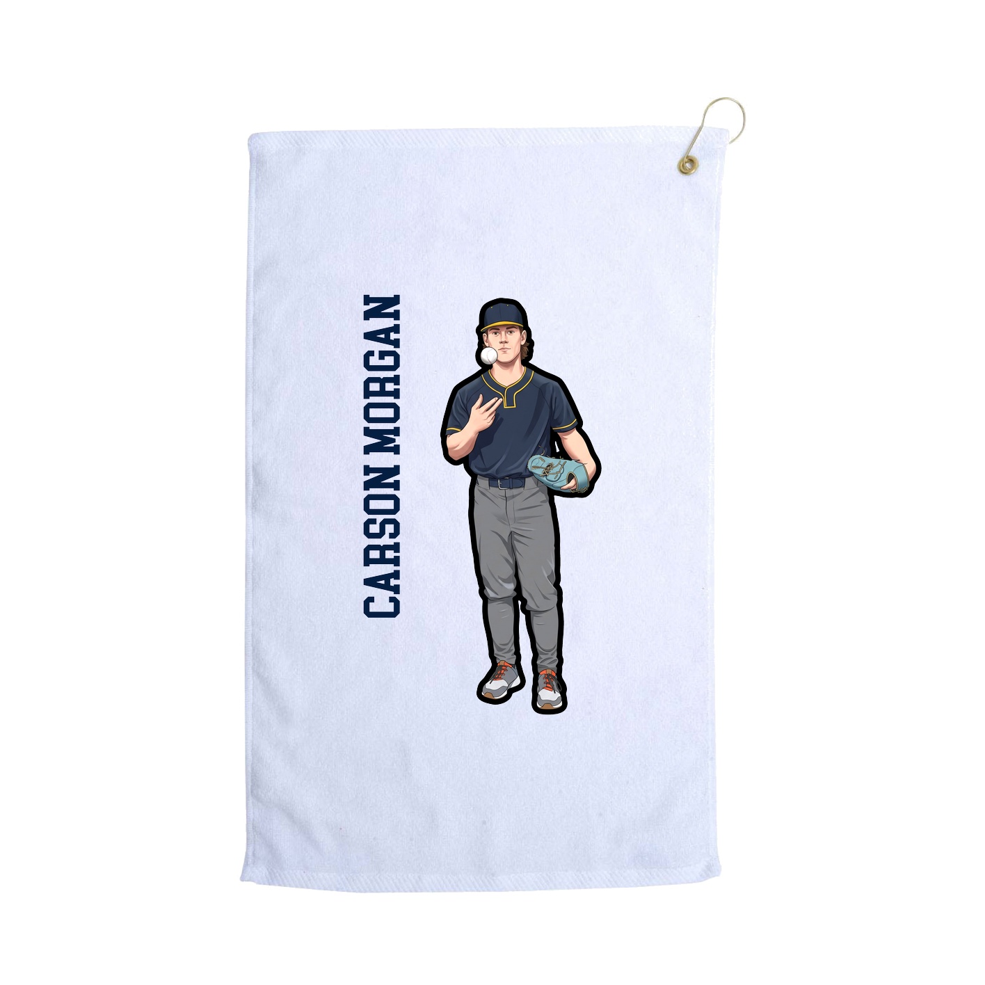 Golf Towel — Name Vertical in White